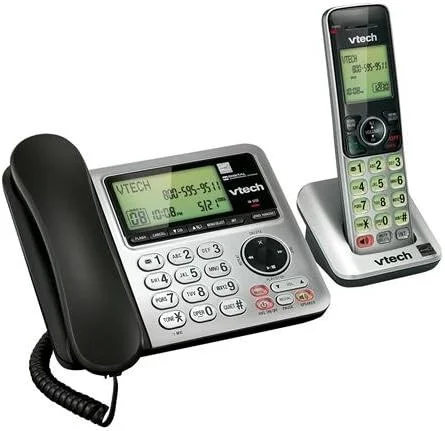 تلفن رومیزی/بی سیم قابل ارتقا VTech CS6649 با سیستم پاسخگویی-شناسه تماس گیرنده/انتظار مکالمه و بلندگوهای گوشی/پایه