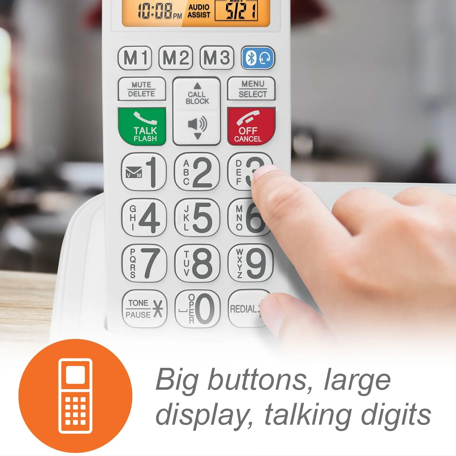 VTech SN5147 Amplified Corded/Cordless Senior Phone with Answering Machine, Call Blocking, 90dB Extra-loud Visual Ringer, One-touch Audio Assist on Handset up to 50dB, Big Buttons and Large Display VTech SN5147 Amplified Corded/Cordless Senior Phone with Answering Machine, Call Blocking, 90dB Extra-loud Visual Ringer, One-touch Audio Assist on Handset up to 50dB, Big Buttons and Large Display