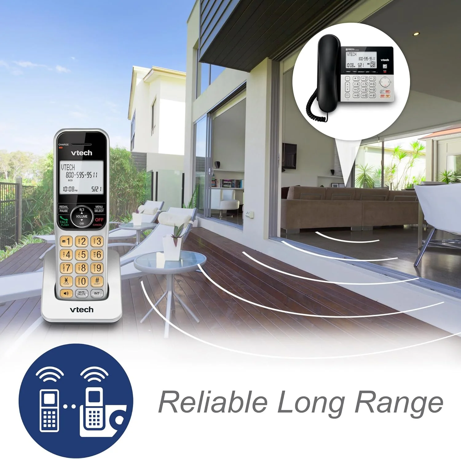 تلفن رومیزی/بی سیم 3 گوشی VTech VG208-3 DECT 6.0 برای منزل با منشی تلفنی، مسدود کردن تماس، نمایشگر شناسه تماس گیرنده، صفحه نمایش بزرگ با نور پس زمینه، بلندگوی دو طرفه، ارتباط داخلی، پشتیبان برق خط (نقره ای/مشکی) تلفن رومیزی/بی سیم 3 گوشی VTech VG208-3 DECT 6.0 برای منزل با منشی تلفنی، مسدود کردن تماس، نمایشگر شناسه تماس گیرنده، صفحه نمایش بزرگ با نور پس زمینه، بلندگوی دو طرفه، ارتباط داخلی، پشتیبان برق خط (نقره ای/مشکی)