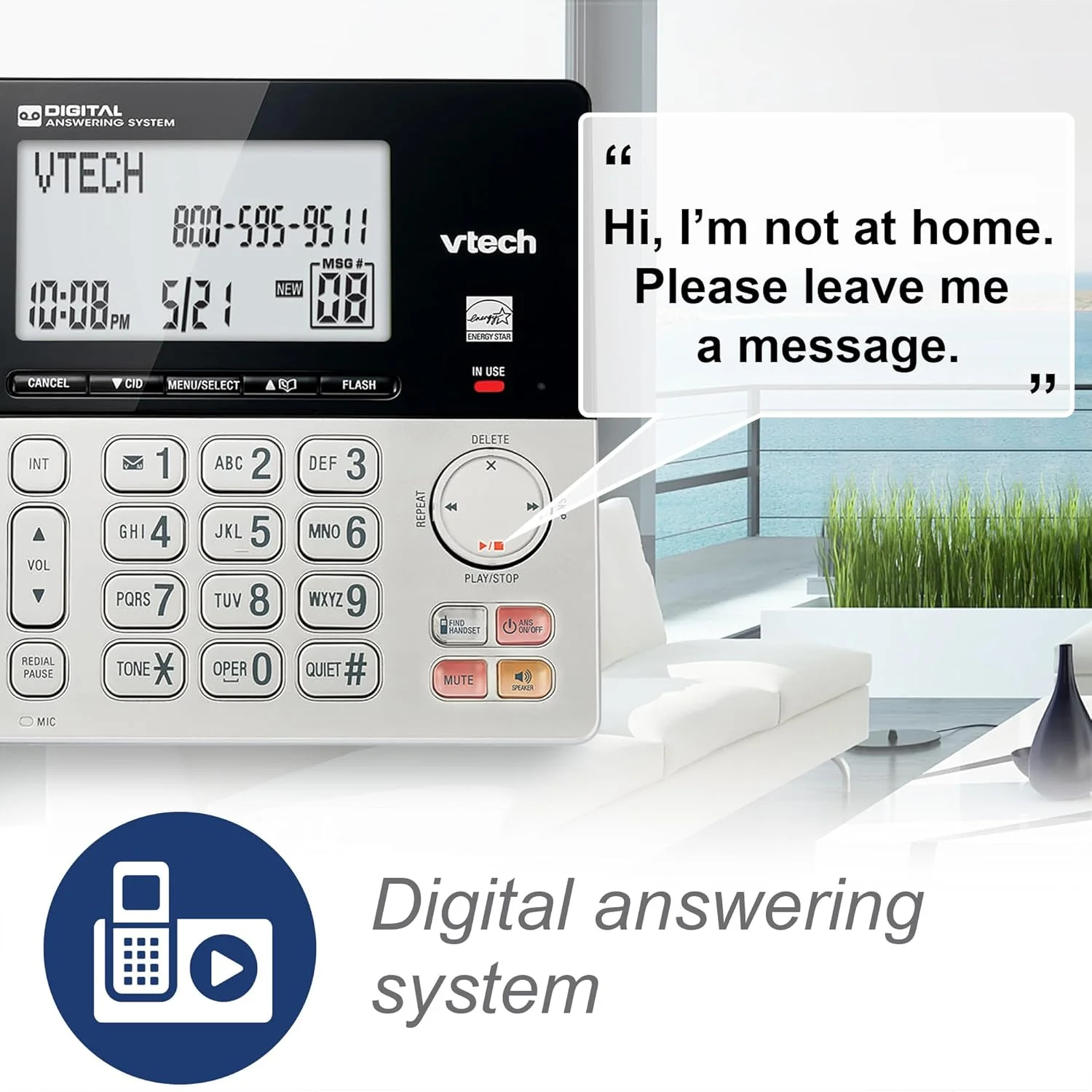 تلفن رومیزی/بی سیم 3 گوشی VTech VG208-3 DECT 6.0 برای منزل با منشی تلفنی، مسدود کردن تماس، نمایشگر شناسه تماس گیرنده، صفحه نمایش بزرگ با نور پس زمینه، بلندگوی دو طرفه، ارتباط داخلی، پشتیبان برق خط (نقره ای/مشکی) تلفن رومیزی/بی سیم 3 گوشی VTech VG208-3 DECT 6.0 برای منزل با منشی تلفنی، مسدود کردن تماس، نمایشگر شناسه تماس گیرنده، صفحه نمایش بزرگ با نور پس زمینه، بلندگوی دو طرفه، ارتباط داخلی، پشتیبان برق خط (نقره ای/مشکی)
