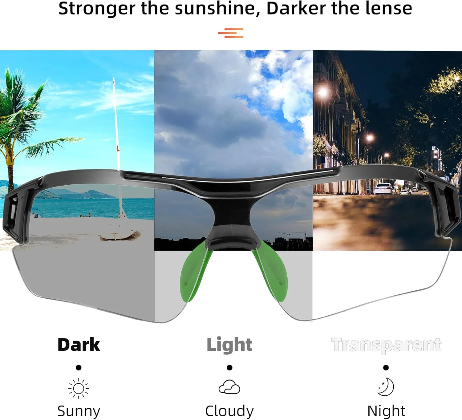 عینک آفتابی فتوکرومیک ROCKBROS برای مردان و زنان، عینک دوچرخه سواری ایمن، محافظت در برابر اشعه ماوراء بنفش، عینک آفتابی ورزشی در فضای باز