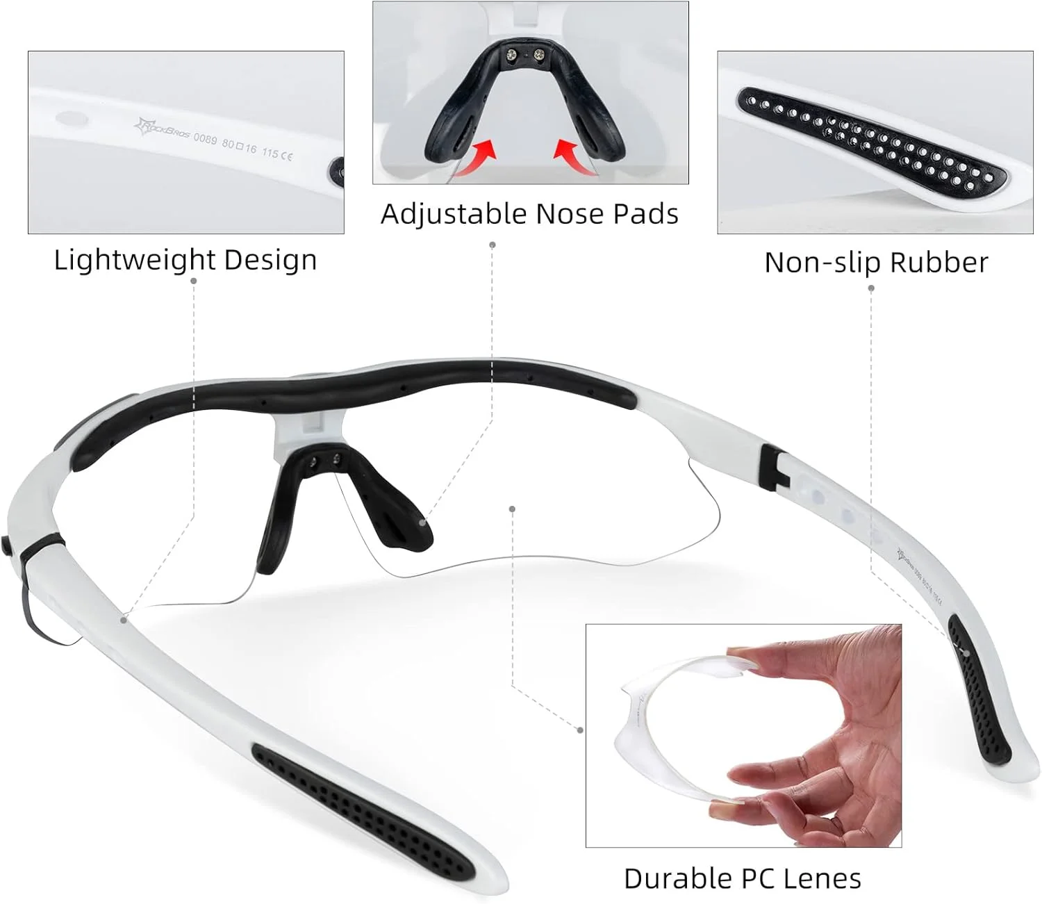 عینک پیکلبال ROCKBROS برای آقایان و بانوان - عینک ایمنی دارای گواهی ANSI Z87.1، محافظت UV400 و بند قابل تعویض عینک پیکلبال ROCKBROS برای آقایان و بانوان - عینک ایمنی دارای گواهی ANSI Z87.1، محافظت UV400 و بند قابل تعویض