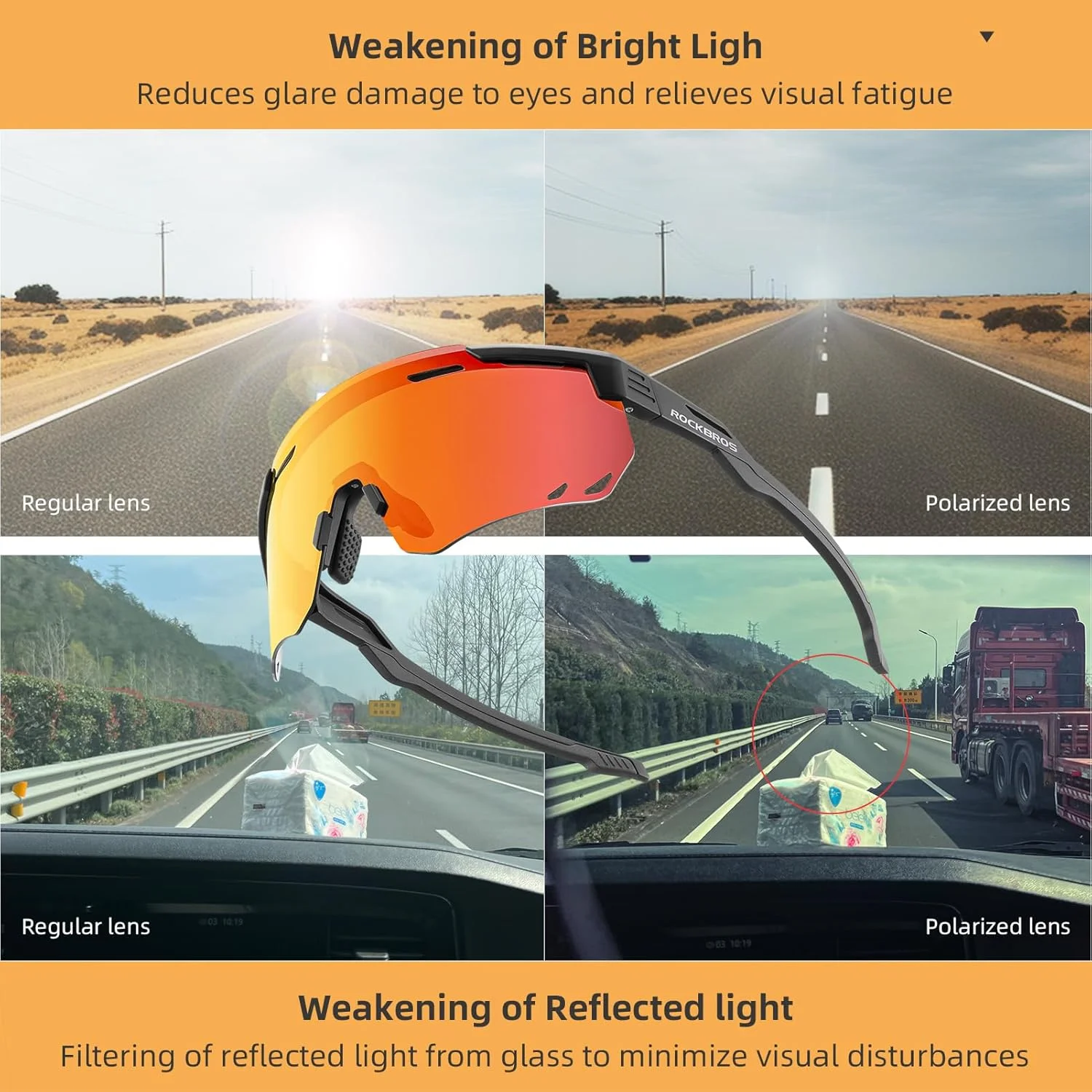عینک دوچرخه سواری پلاریزه ROCKBROS، عینک آفتابی ورزشی محافظ UV برای مردان و زنان، عینک آفتابی دوچرخه سواری برای رانندگی و دویدن عینک دوچرخه سواری پلاریزه ROCKBROS، عینک آفتابی ورزشی محافظ UV برای مردان و زنان، عینک آفتابی دوچرخه سواری برای رانندگی و دویدن