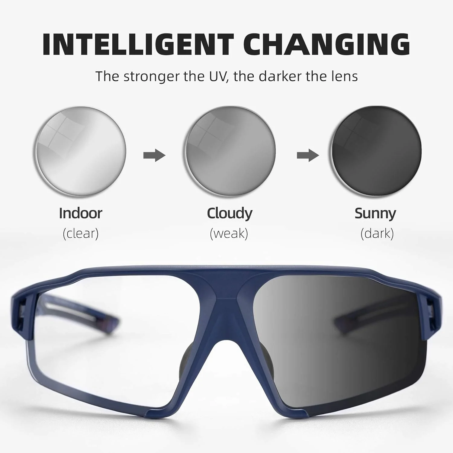 عینک دوچرخه سواری فتوکرومیک مردانه ROCKBROS، عینک ایمنی شفاف، مناسب دوچرخه سواری جاده و کوهستان عینک دوچرخه سواری فتوکرومیک مردانه ROCKBROS، عینک ایمنی شفاف، مناسب دوچرخه سواری جاده و کوهستان