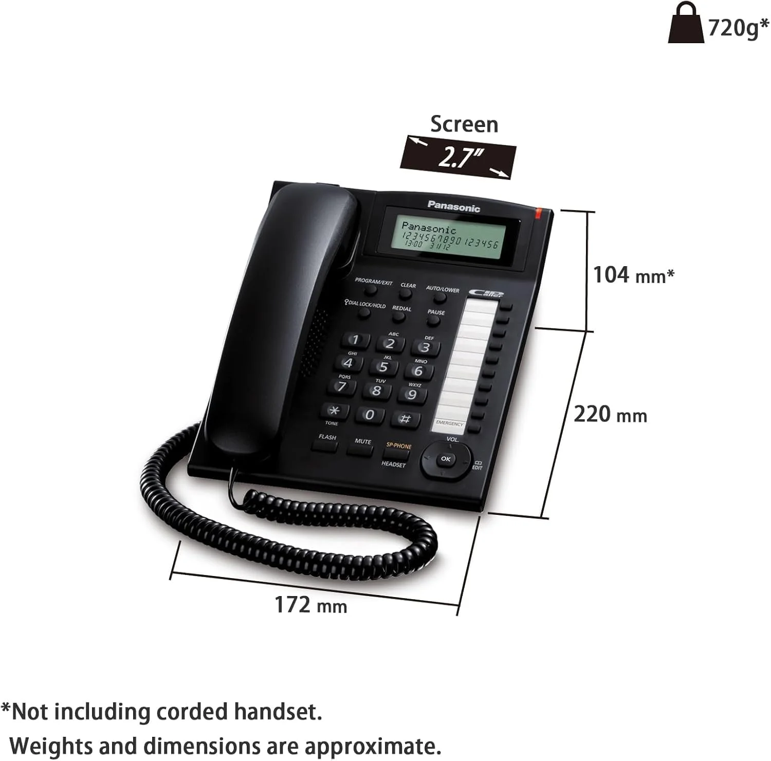 تلفن رومیزی پاناسونیک مدل KX-TS880، مشکی تلفن رومیزی پاناسونیک مدل KX-TS880، مشکی