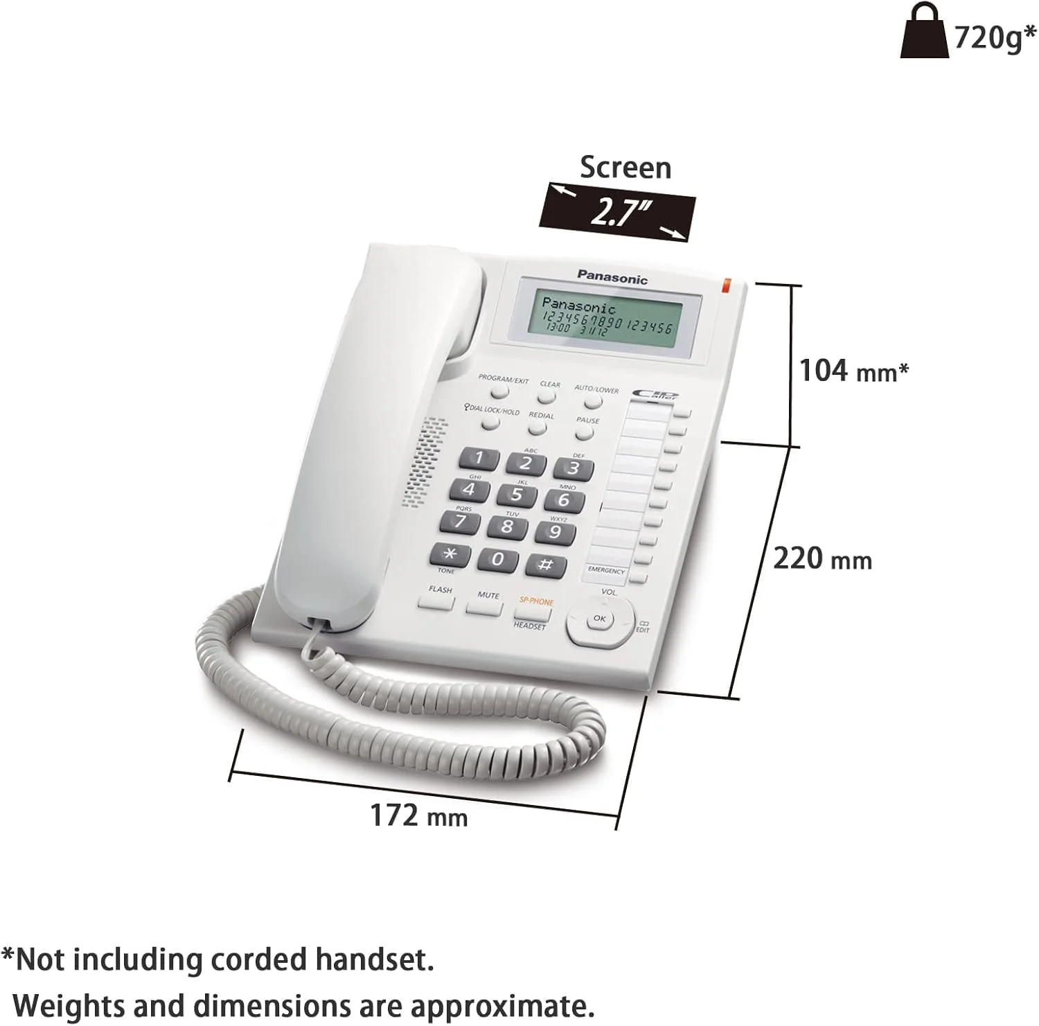 تلفن رومیزی پاناسونیک مدل KX-TS880، سفید تلفن رومیزی پاناسونیک مدل KX-TS880، سفید