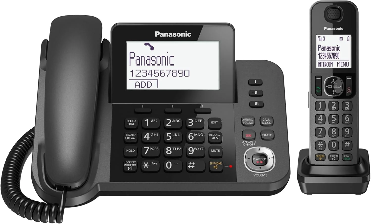 تلفن رومیزی و بی سیم پاناسونیک مدل KX-TGF320 به همراه تلفن گویا و مسدود کننده تماس های مزاحم - مشکی تلفن رومیزی و بی سیم پاناسونیک مدل KX-TGF320 به همراه تلفن گویا و مسدود کننده تماس های مزاحم - مشکی
