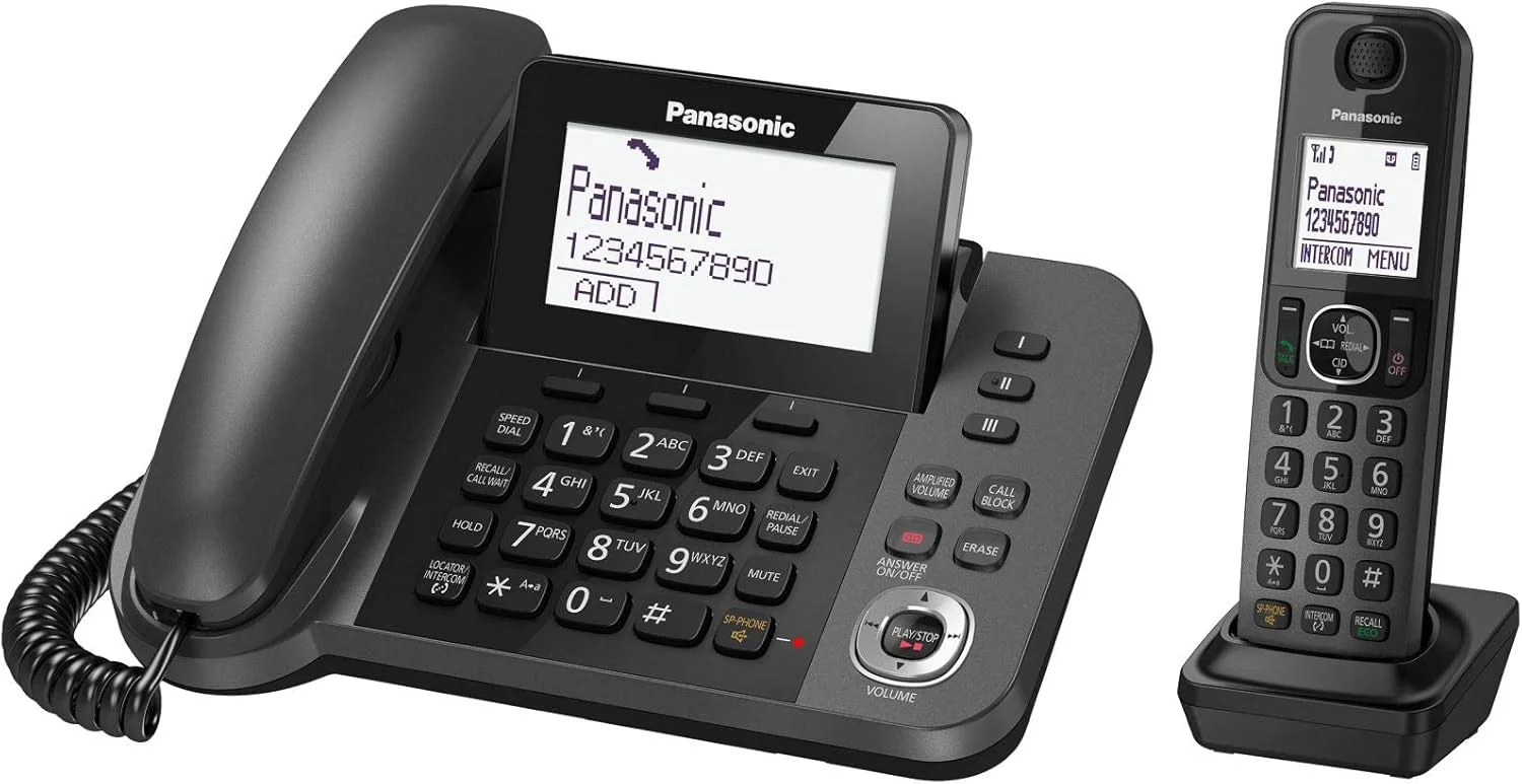 تلفن رومیزی و بی سیم پاناسونیک مدل KX-TGF320 به همراه تلفن گویا و مسدود کننده تماس های مزاحم - مشکی تلفن رومیزی و بی سیم پاناسونیک مدل KX-TGF320 به همراه تلفن گویا و مسدود کننده تماس های مزاحم - مشکی