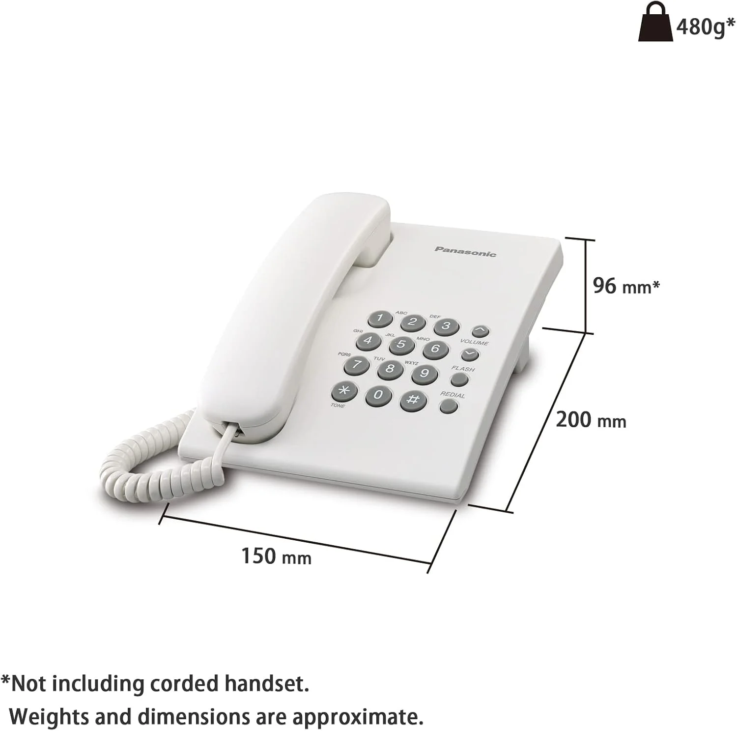 تلفن سیمی پاناسونیک - سفید مدل Kx-Ts500 تلفن سیمی پاناسونیک - سفید مدل Kx-Ts500