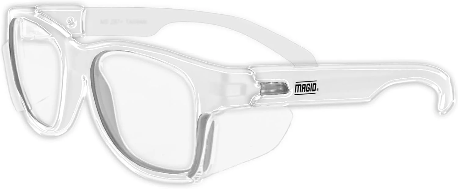 عینک ایمنی شیک و شفاف Magid Glove & Safety، یک جفت، عینک محافظ ضربه ANSI Z87، ضد بخار، مقاوم در برابر خراش، محافظت در برابر اشعه ماوراء بنفش، دارای کیف