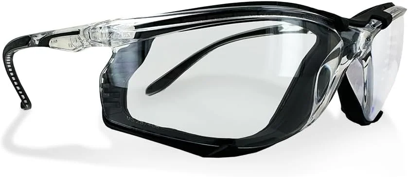 عینک ایمنی Magid Glove & Safety Y84BKAFC | عینک ورزشی فوم دار ضد خش با فریم شفاف، لنز شفاف و دسته های TPR مشکی - پوشش ضد بخار، فوم EVA قابل جابجایی (1 جفت)
