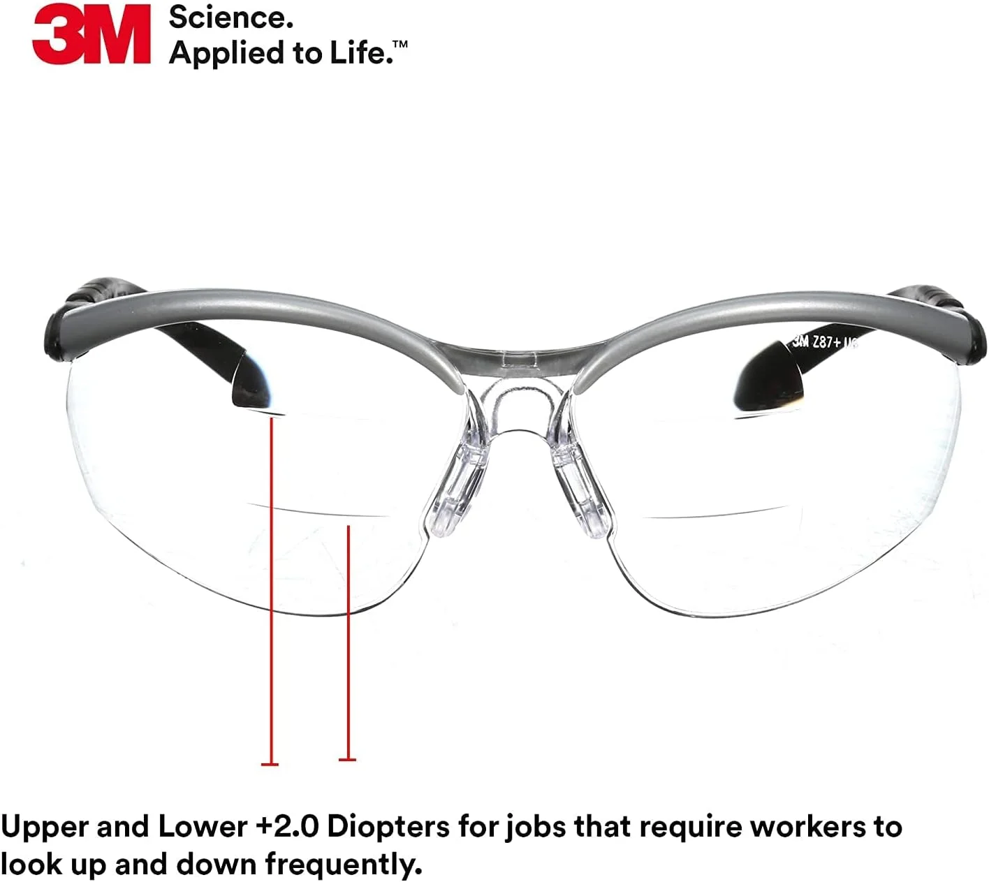 عینک مطالعه 3M، 2.0 بالا/پایین، شفاف، پلی کربنات عینک مطالعه 3M، 2.0 بالا/پایین، شفاف، پلی کربنات