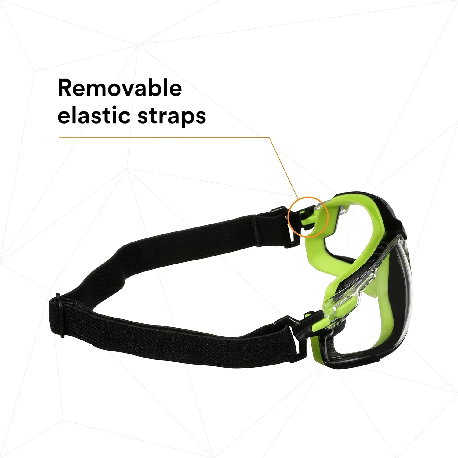 عینک ایمنی سری 1000 3M Solus مدل S1201SGAF-TSKT، سبز/مشکی، پوشش ضد بخار Scotchgard، لنز شفاف AF-AS، فقط TPE/بند