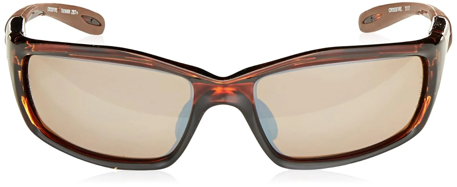 عینک ایمنی کراس فایر 2117 اینفینیتی پریمیوم، لنز آینه ای قهوه ای HD - فریم قهوه ای