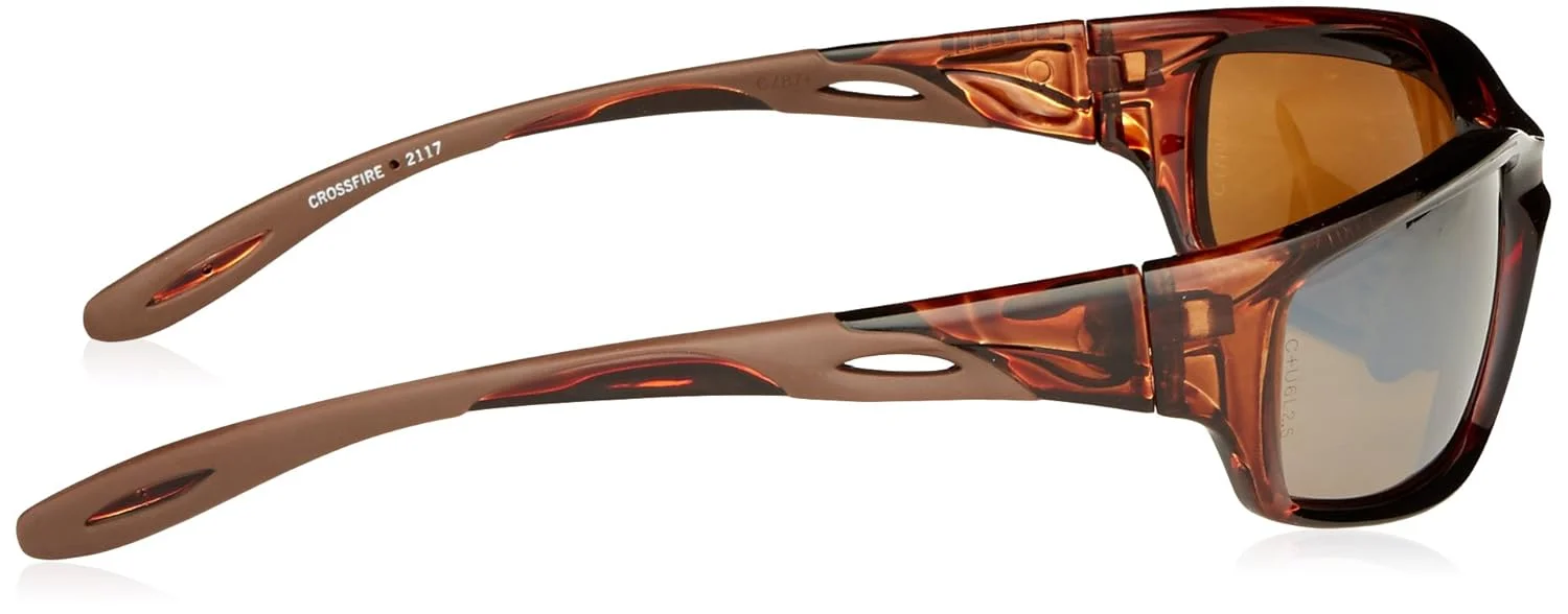 عینک ایمنی کراس فایر 2117 اینفینیتی پریمیوم، لنز آینه ای قهوه ای HD - فریم قهوه ای