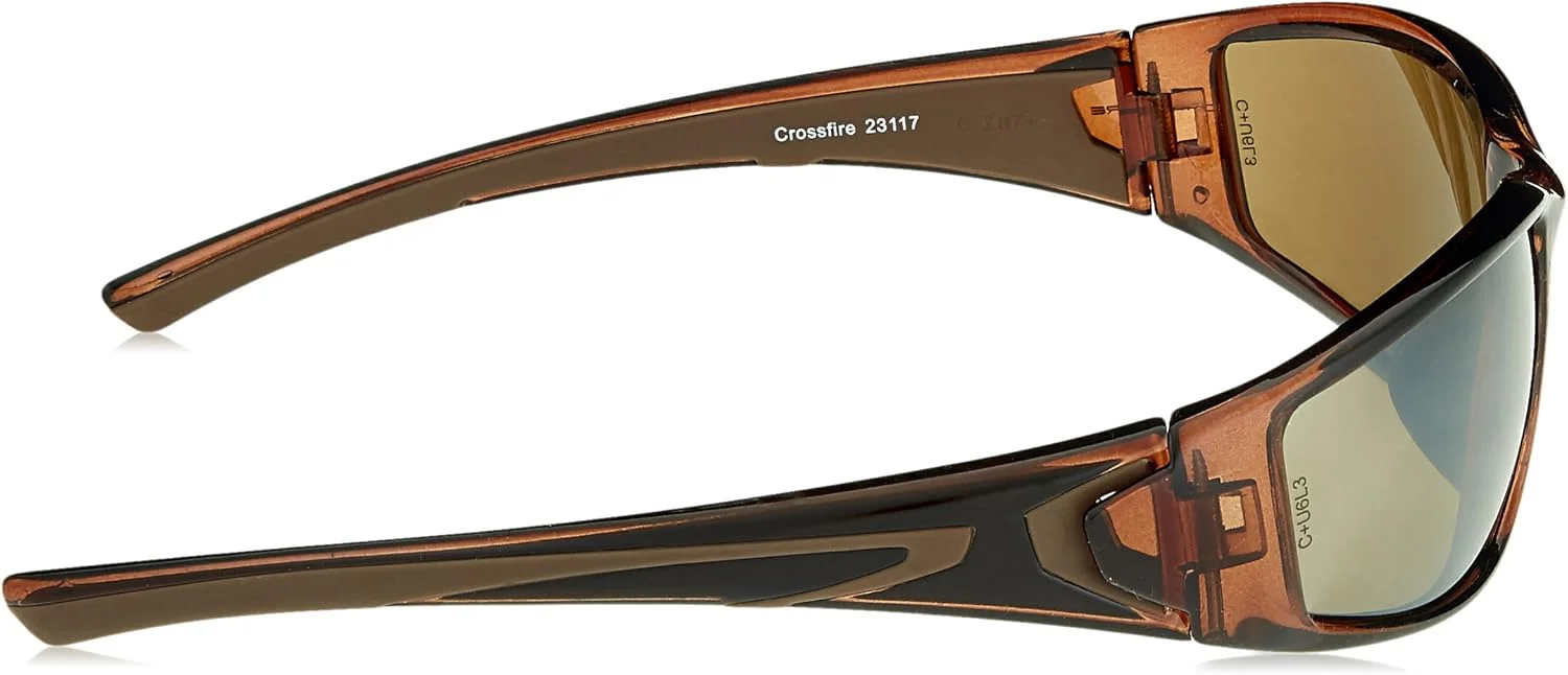 عینک ایمنی Crossfire 23117 RPG با لنز قهوه ای HD و فریم قهوه ای کریستالی