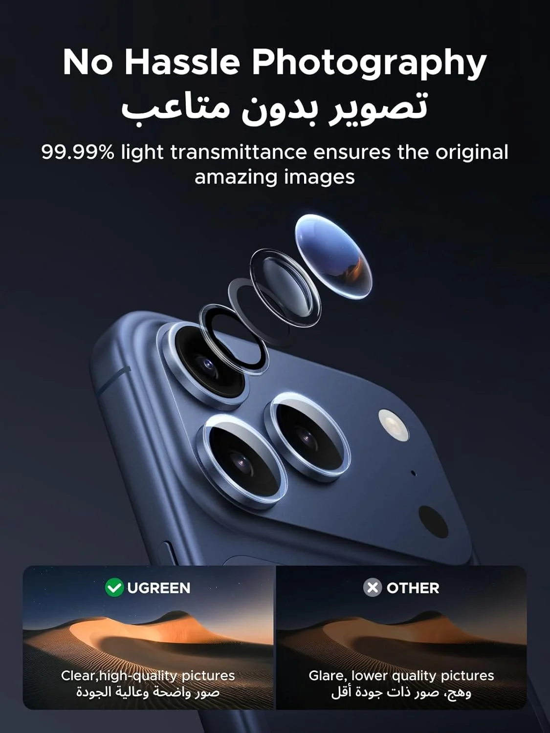 محافظ لنز دوربین UGREEN برای آیفون 17 پرو/17 پرو مکس، بسته 1 عددی، محافظت نهایی در برابر سقوط، کیفیت HD بدون افت، نصب آسان و تراز یک مرحله ای، محافظ لنز جداگانه سازگار با اکثر قاب ها محافظ لنز دوربین UGREEN برای آیفون 17 پرو/17 پرو مکس، بسته 1 عددی، محافظت نهایی در برابر سقوط، کیفیت HD بدون افت، نصب آسان و تراز یک مرحله ای، محافظ لنز جداگانه سازگار با اکثر قاب ها