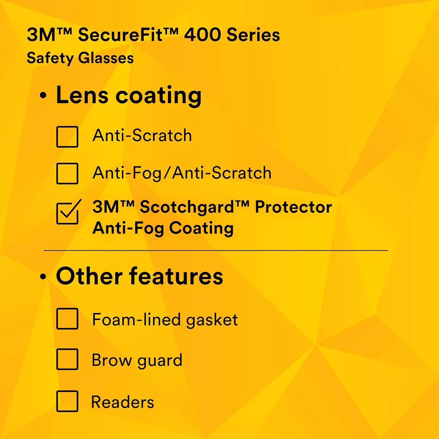 عینک ایمنی 3M SecureFit 27735-case با لنز ضد بخار کهربایی Scotchgard، پلاستیک/پلی کربنات، унисекс، زرد/مشکی (بسته 20 عددی) عینک ایمنی 3M SecureFit 27735-case با لنز ضد بخار کهربایی Scotchgard، پلاستیک/پلی کربنات، унисекс، زرد/مشکی (بسته 20 عددی)