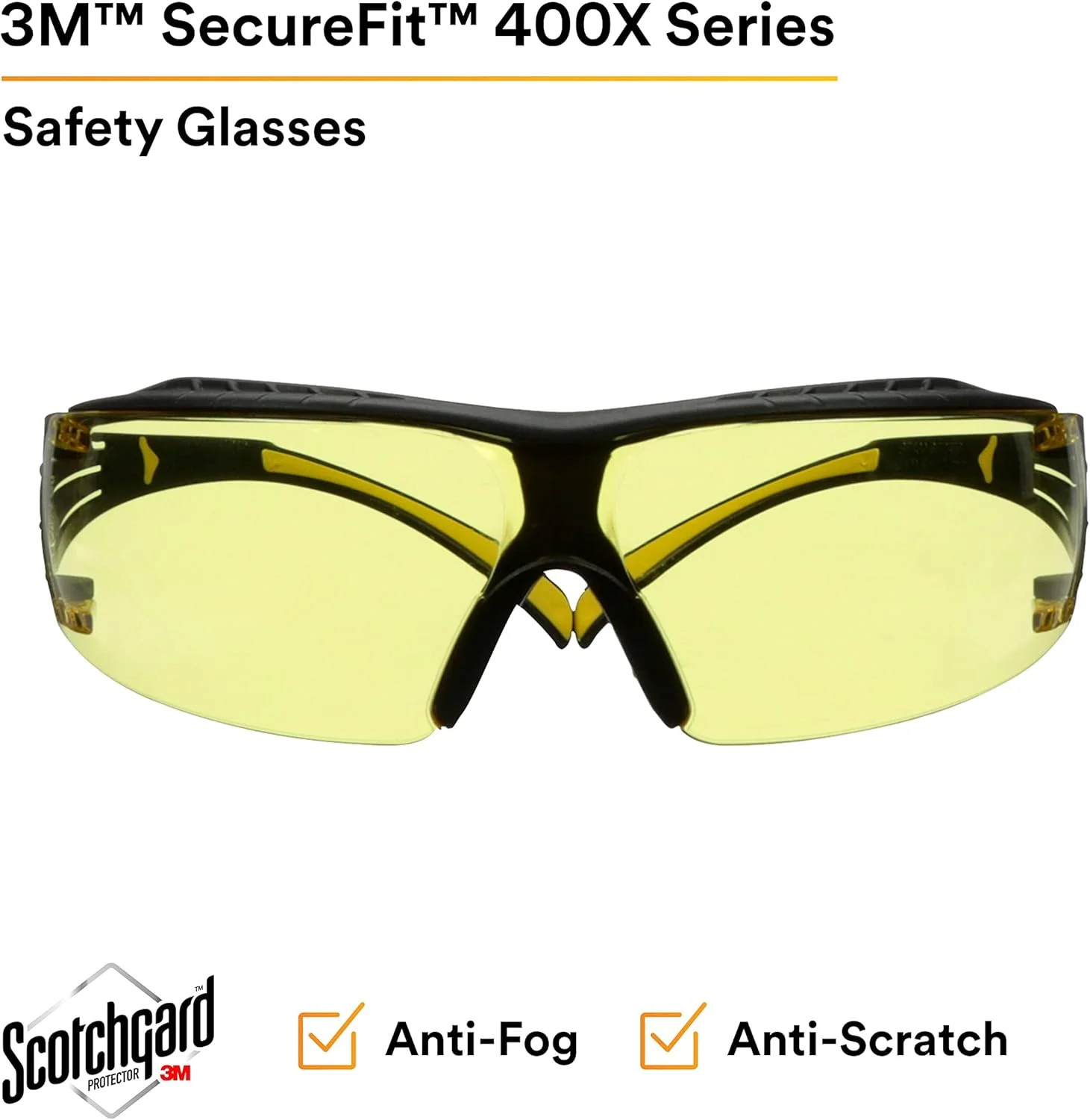 عینک ایمنی سری 400 3M SecureFit، یک جفت، زرد/مشکی، لنز کهربایی Scotchgard ضد بخار/ضد خش، مدل SF403XSGAF-YEL عینک ایمنی سری 400 3M SecureFit، یک جفت، زرد/مشکی، لنز کهربایی Scotchgard ضد بخار/ضد خش، مدل SF403XSGAF-YEL