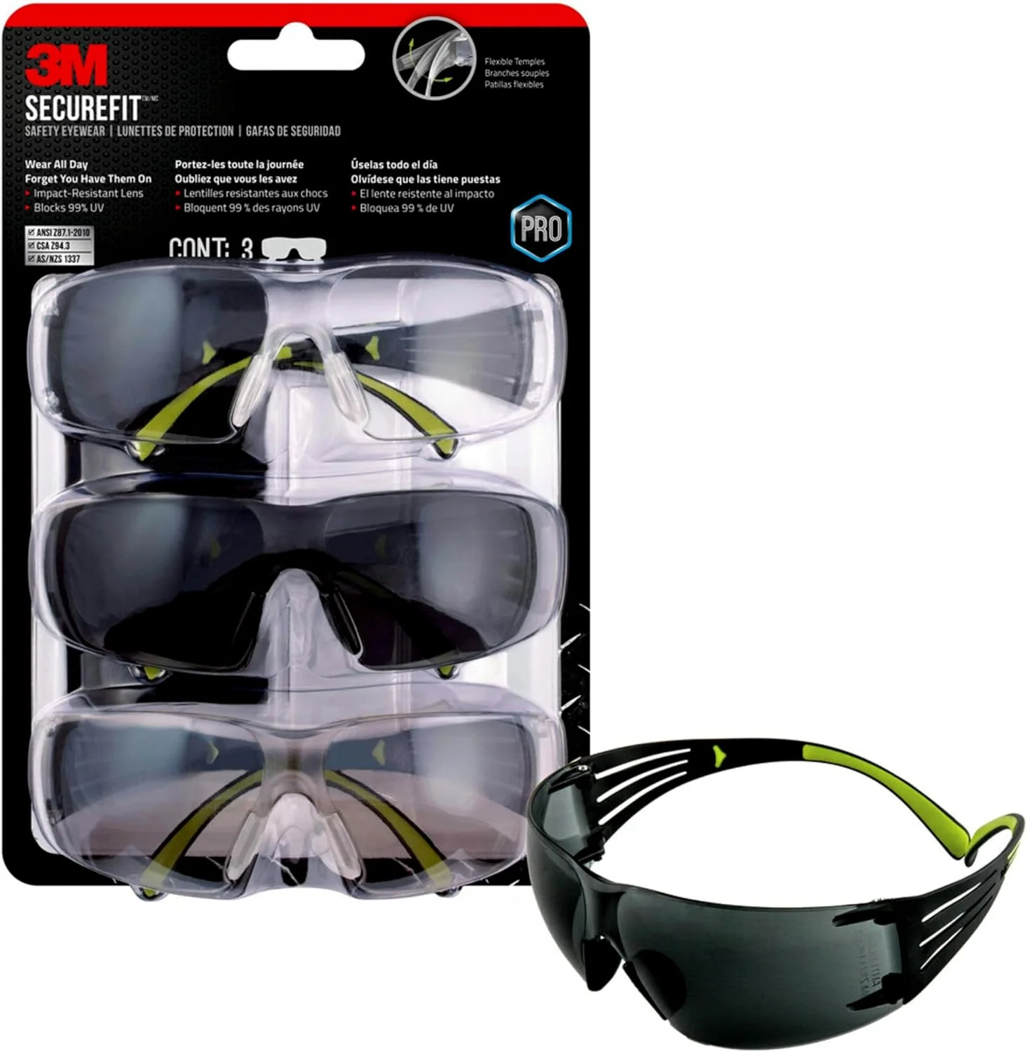 عینک ایمنی 3M SecureFit 400