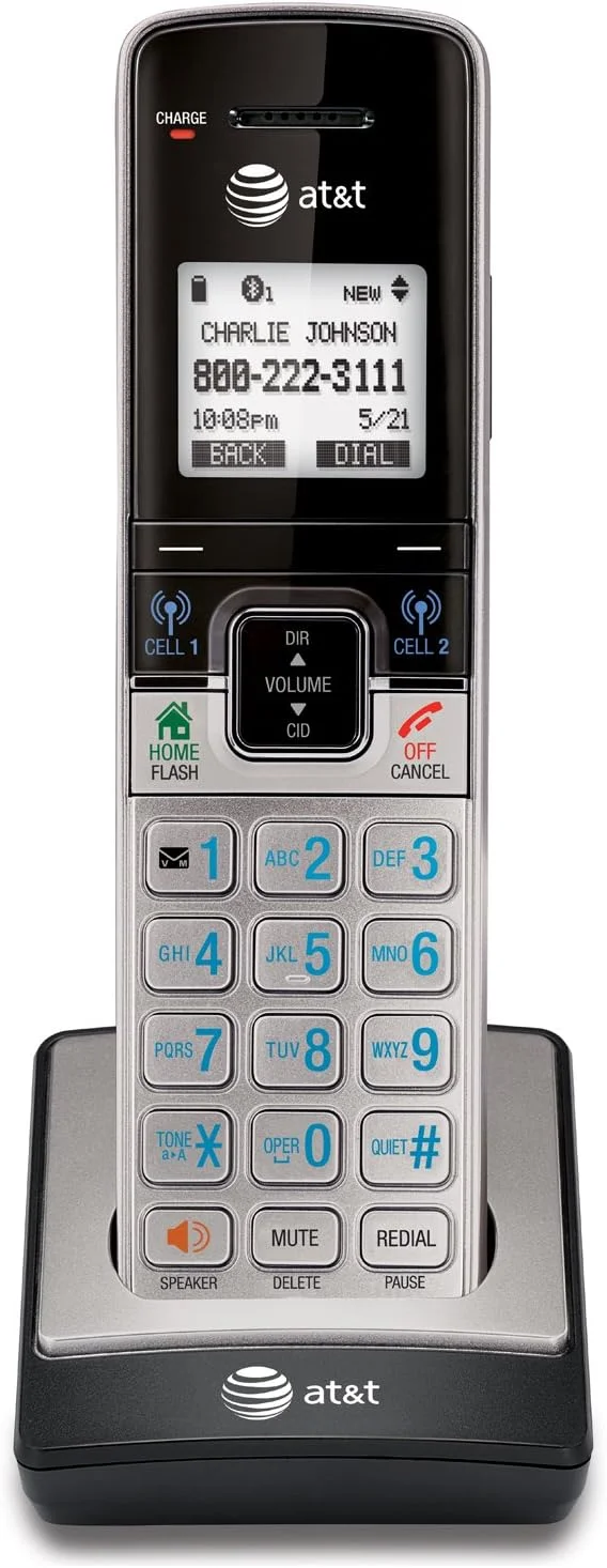 گوشی بی سیم جانبی AT&T TL90073، نقره ای/مشکی | برای کار کردن به مدل های AT&T TL92273، TL96273 یا مدل های دیگر نیاز دارد