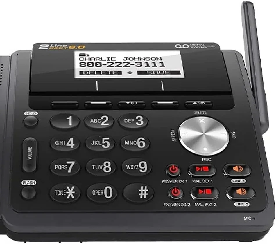 تلفن بی سیم قابل ارتقا 2 خطی AT&T مدل TL88102BK DECT 6.0 با سیستم پاسخگویی و شناسه تماس گیرنده/انتظار مکالمه دوگانه، 2 گوشی، مشکی تلفن بی سیم قابل ارتقا 2 خطی AT&T مدل TL88102BK DECT 6.0 با سیستم پاسخگویی و شناسه تماس گیرنده/انتظار مکالمه دوگانه، 2 گوشی، مشکی