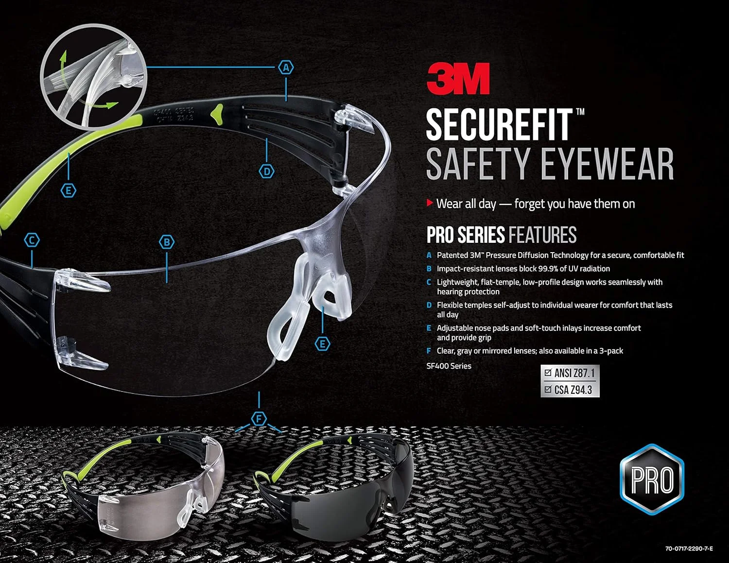 عینک ایمنی 3M SecureFit 400، ضد بخار شفاف، 1 عدد (بسته 1 عددی) عینک ایمنی 3M SecureFit 400، ضد بخار شفاف، 1 عدد (بسته 1 عددی)
