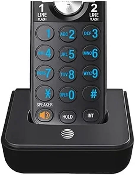 تلفن بی سیم قابل ارتقا 2 خطی AT&T مدل TL88102BK DECT 6.0 با سیستم پاسخگویی و شناسه تماس گیرنده/انتظار مکالمه دوگانه، 2 گوشی، مشکی تلفن بی سیم قابل ارتقا 2 خطی AT&T مدل TL88102BK DECT 6.0 با سیستم پاسخگویی و شناسه تماس گیرنده/انتظار مکالمه دوگانه، 2 گوشی، مشکی