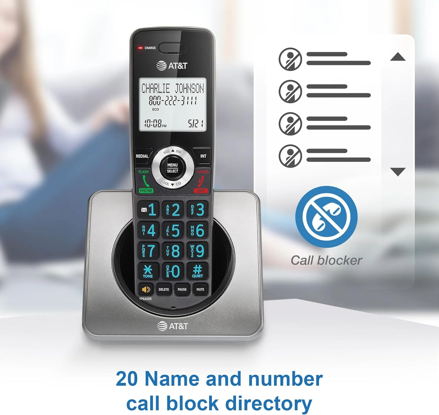 تلفن بی سیم سه گوشی AT&T GL2101-3 DECT 6.0 با قابلیت مسدود کردن تماس، نمایشگر شناسه تماس گیرنده، بلندگوی گوشی با قابلیت مکالمه دو طرفه، صفحه نمایش 2 اینچی با نور پس زمینه سفید، صفحه کلید روشن (گرافیتی و مشکی) تلفن بی سیم سه گوشی AT&T GL2101-3 DECT 6.0 با قابلیت مسدود کردن تماس، نمایشگر شناسه تماس گیرنده، بلندگوی گوشی با قابلیت مکالمه دو طرفه، صفحه نمایش 2 اینچی با نور پس زمینه سفید، صفحه کلید روشن (گرافیتی و مشکی)