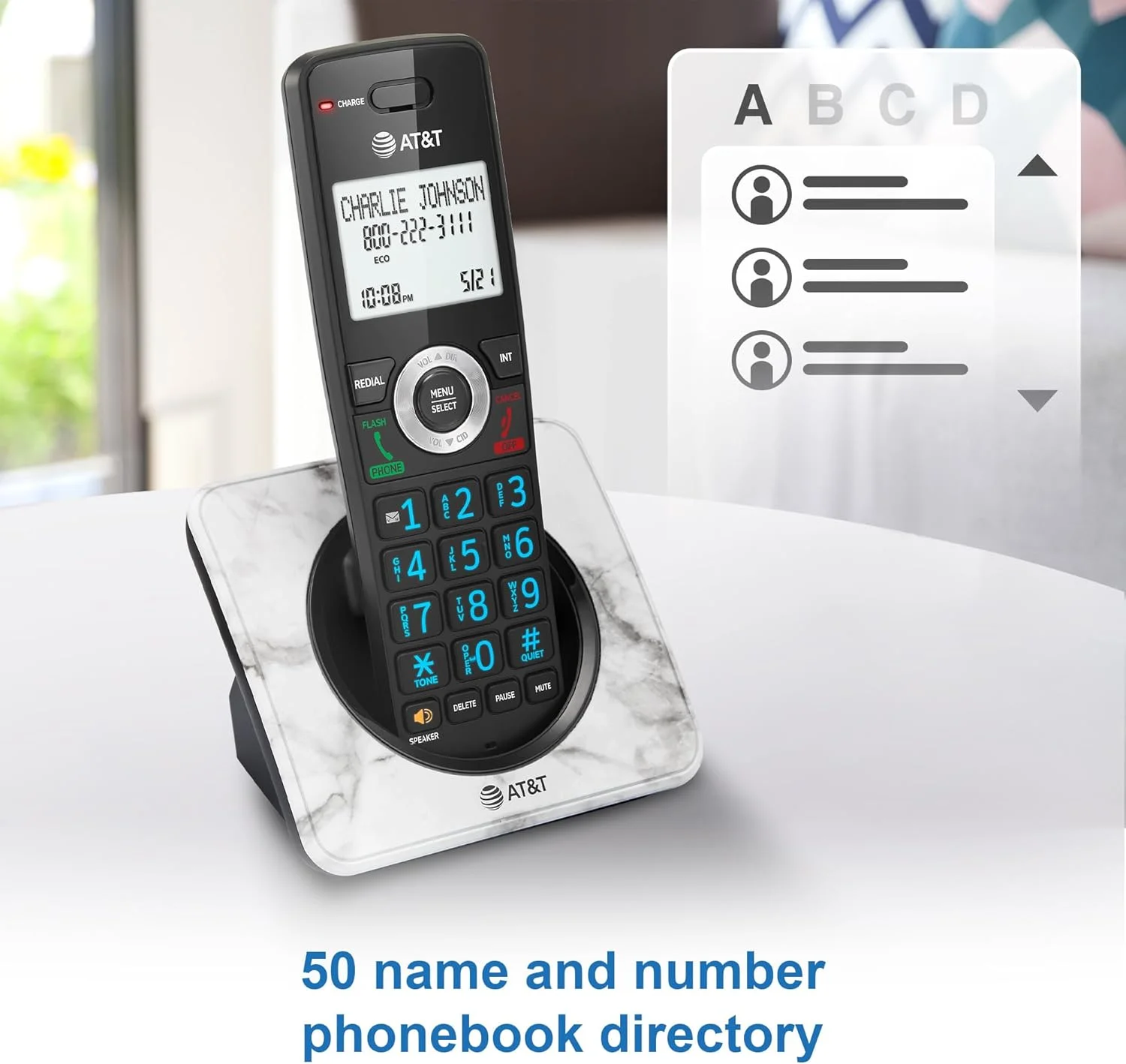 تلفن بی سیم خانگی AT&T GL2101-1M DECT 6.0 با قابلیت مسدود کردن تماس، نمایشگر شناسه تماس گیرنده، بلندگوی گوشی با قابلیت مکالمه دو طرفه، صفحه نمایش 2 اینچی با نور پس زمینه سفید، صفحه کلید روشن (طرح مرمر) تلفن بی سیم خانگی AT&T GL2101-1M DECT 6.0 با قابلیت مسدود کردن تماس، نمایشگر شناسه تماس گیرنده، بلندگوی گوشی با قابلیت مکالمه دو طرفه، صفحه نمایش 2 اینچی با نور پس زمینه سفید، صفحه کلید روشن (طرح مرمر)