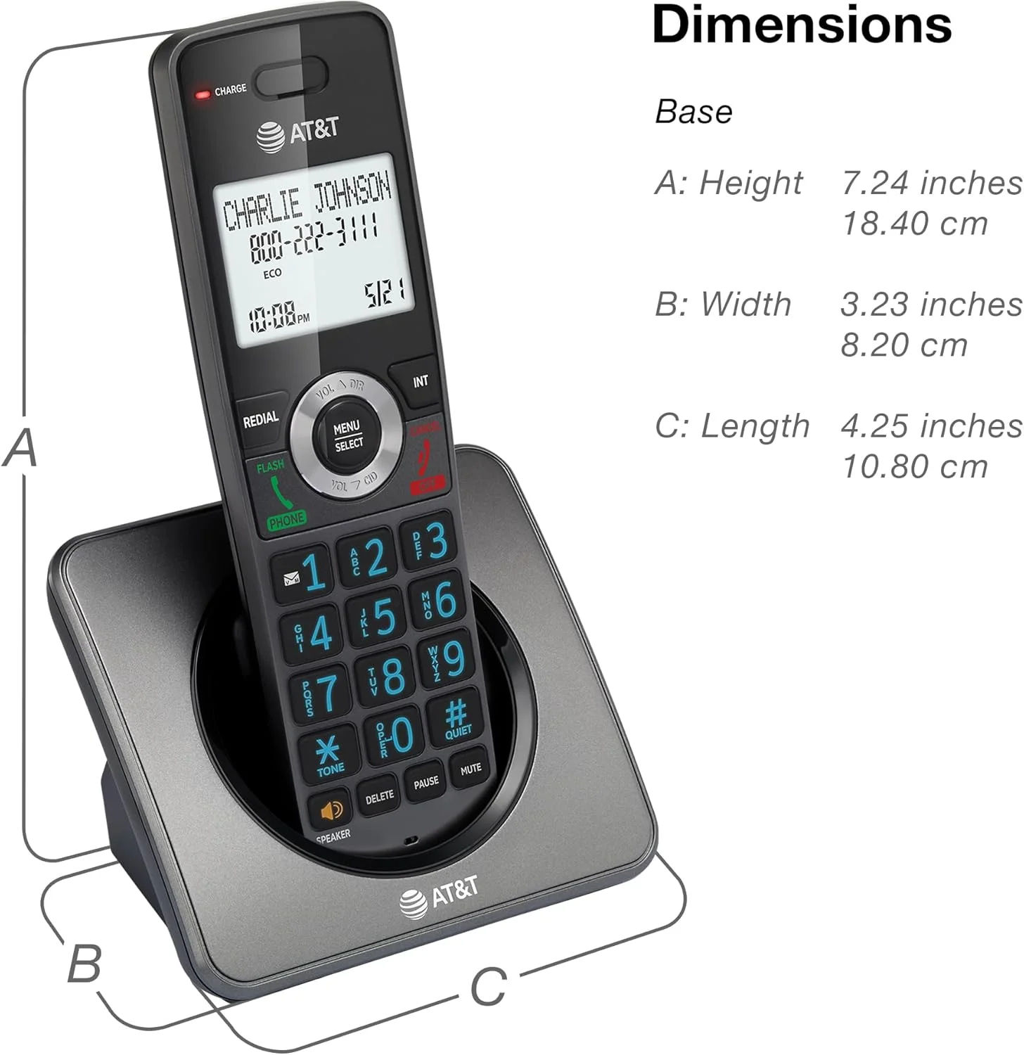 تلفن بی سیم خانگی 4 گوشی AT&T GL2101-4 DECT 6.0 با مسدود کردن تماس، شناسه تماس گیرنده، بلندگوی گوشی با قابلیت مکالمه دو طرفه، صفحه نمایش 2 اینچی با نور پس زمینه سفید، صفحه کلید روشن (گرافیت و مشکی) تلفن بی سیم خانگی 4 گوشی AT&T GL2101-4 DECT 6.0 با مسدود کردن تماس، شناسه تماس گیرنده، بلندگوی گوشی با قابلیت مکالمه دو طرفه، صفحه نمایش 2 اینچی با نور پس زمینه سفید، صفحه کلید روشن (گرافیت و مشکی)