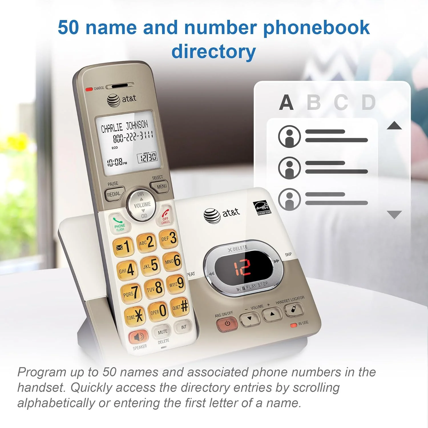 تلفن بی سیم قابل گسترش AT&T EL52513 با 5 گوشی، سیستم پاسخگویی و کلیدهای دارای نور پس زمینه XL تلفن بی سیم قابل گسترش AT&T EL52513 با 5 گوشی، سیستم پاسخگویی و کلیدهای دارای نور پس زمینه XL