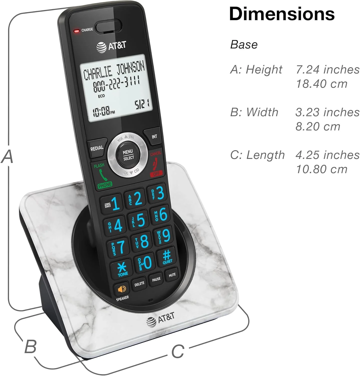 تلفن بی سیم خانگی AT&T GL2101-1M DECT 6.0 با قابلیت مسدود کردن تماس، نمایشگر شناسه تماس گیرنده، بلندگوی گوشی با قابلیت مکالمه دو طرفه، صفحه نمایش 2 اینچی با نور پس زمینه سفید، صفحه کلید روشن (طرح مرمر) تلفن بی سیم خانگی AT&T GL2101-1M DECT 6.0 با قابلیت مسدود کردن تماس، نمایشگر شناسه تماس گیرنده، بلندگوی گوشی با قابلیت مکالمه دو طرفه، صفحه نمایش 2 اینچی با نور پس زمینه سفید، صفحه کلید روشن (طرح مرمر)