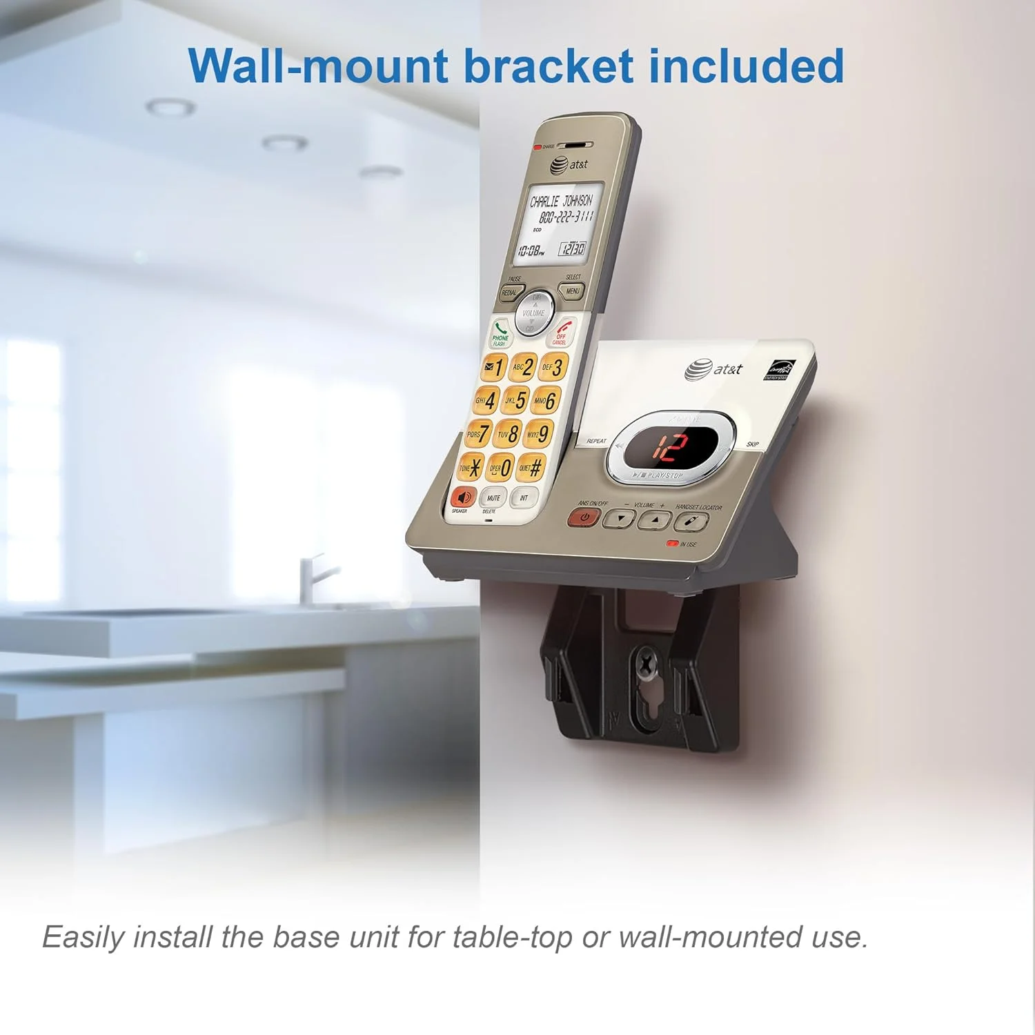 تلفن بی سیم قابل گسترش AT&T EL52513 با 5 گوشی، سیستم پاسخگویی و کلیدهای دارای نور پس زمینه XL تلفن بی سیم قابل گسترش AT&T EL52513 با 5 گوشی، سیستم پاسخگویی و کلیدهای دارای نور پس زمینه XL