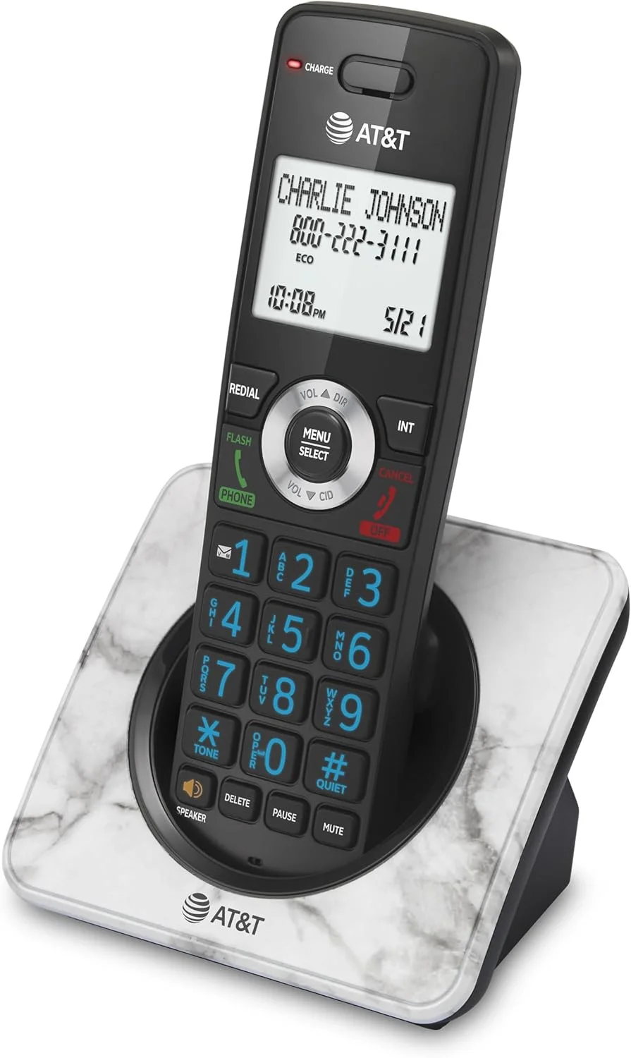 تلفن بی سیم خانگی AT&T GL2101-1M DECT 6.0 با قابلیت مسدود کردن تماس، نمایشگر شناسه تماس گیرنده، بلندگوی گوشی با قابلیت مکالمه دو طرفه، صفحه نمایش 2 اینچی با نور پس زمینه سفید، صفحه کلید روشن (طرح مرمر) تلفن بی سیم خانگی AT&T GL2101-1M DECT 6.0 با قابلیت مسدود کردن تماس، نمایشگر شناسه تماس گیرنده، بلندگوی گوشی با قابلیت مکالمه دو طرفه، صفحه نمایش 2 اینچی با نور پس زمینه سفید، صفحه کلید روشن (طرح مرمر)