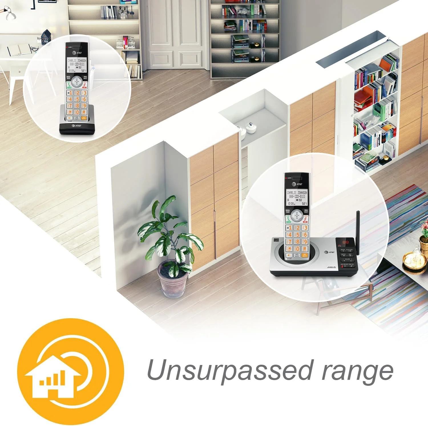 تلفن بی سیم قابل گسترش AT&T مدل CL82207 DECT 6.0 با سیستم پاسخگویی - نقره ای/مشکی با 2 گوشی تلفن بی سیم قابل گسترش AT&T مدل CL82207 DECT 6.0 با سیستم پاسخگویی - نقره ای/مشکی با 2 گوشی