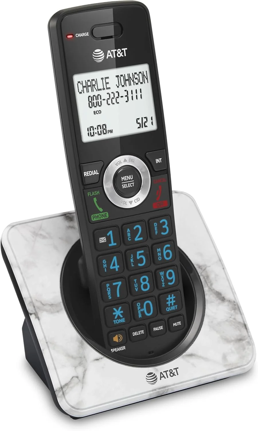 تلفن بی سیم خانگی AT&T GL2101-1M DECT 6.0 با قابلیت مسدود کردن تماس، نمایشگر شناسه تماس گیرنده، بلندگوی گوشی با قابلیت مکالمه دو طرفه، صفحه نمایش 2 اینچی با نور پس زمینه سفید، صفحه کلید روشن (طرح مرمر) تلفن بی سیم خانگی AT&T GL2101-1M DECT 6.0 با قابلیت مسدود کردن تماس، نمایشگر شناسه تماس گیرنده، بلندگوی گوشی با قابلیت مکالمه دو طرفه، صفحه نمایش 2 اینچی با نور پس زمینه سفید، صفحه کلید روشن (طرح مرمر)