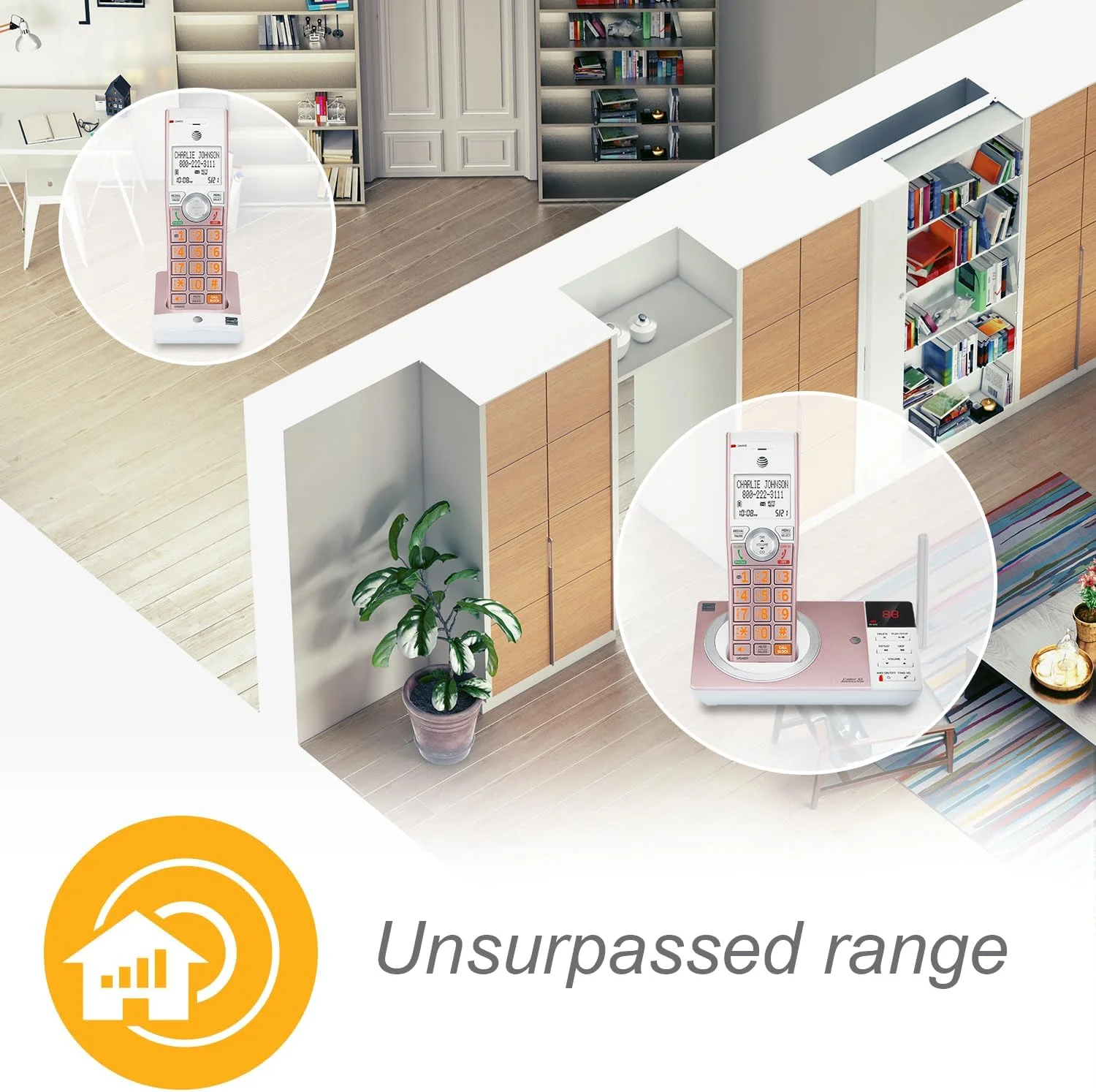 AT&T CL82257 DECT 6.0 2-Handset Cordless Phone for Home with Answering Machine, Call Blocking, Caller ID Announcer, Intercom and Long Range, Rose Gold AT&T CL82257 DECT 6.0 2-Handset Cordless Phone for Home with Answering Machine, Call Blocking, Caller ID Announcer, Intercom and Long Range, Rose Gold