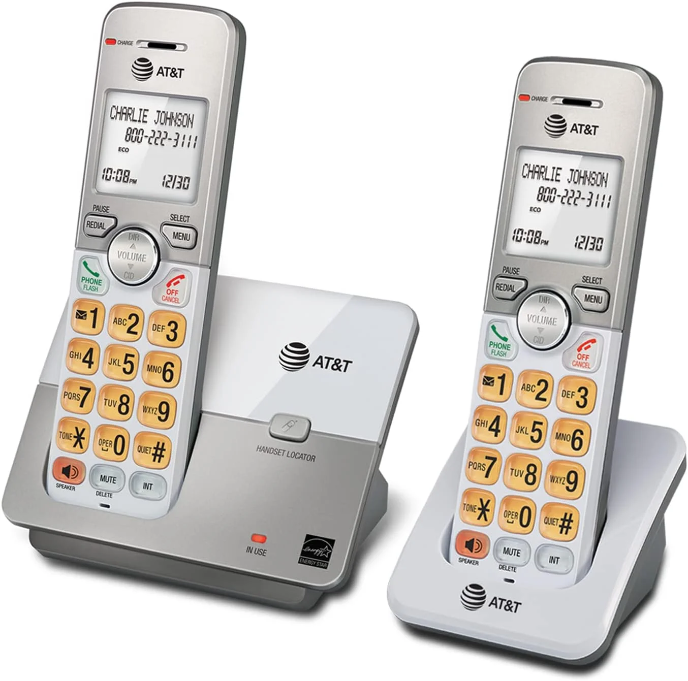 تلفن بی سیم AT&T، 2 گوشی - نقره ای، تلفن ثابت با DECT 6.0، بلندگوی دو طرفه، شناسه تماس گیرنده/انتظار تماس، حالت ECO، صفحه نمایش و صفحه کلید دارای نور پس زمینه تلفن بی سیم AT&T، 2 گوشی - نقره ای، تلفن ثابت با DECT 6.0، بلندگوی دو طرفه، شناسه تماس گیرنده/انتظار تماس، حالت ECO، صفحه نمایش و صفحه کلید دارای نور پس زمینه