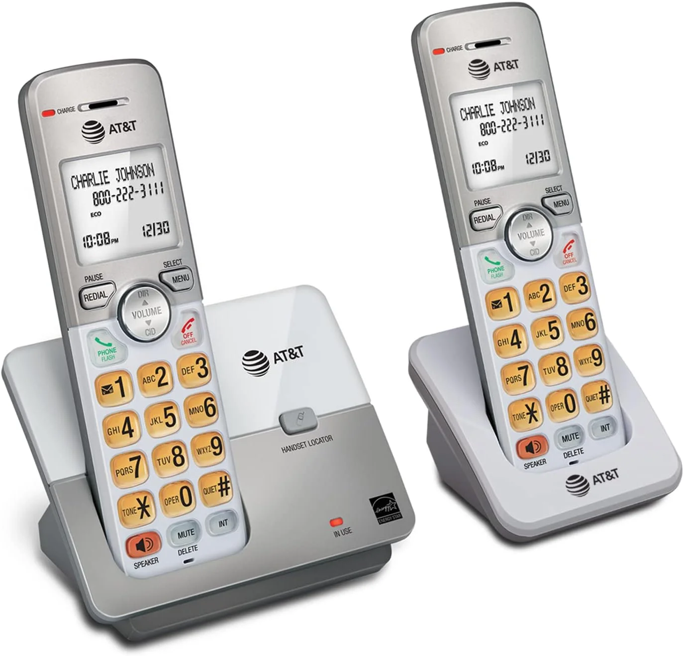 تلفن بی سیم AT&T، 2 گوشی - نقره ای، تلفن ثابت با DECT 6.0، بلندگوی دو طرفه، شناسه تماس گیرنده/انتظار تماس، حالت ECO، صفحه نمایش و صفحه کلید دارای نور پس زمینه تلفن بی سیم AT&T، 2 گوشی - نقره ای، تلفن ثابت با DECT 6.0، بلندگوی دو طرفه، شناسه تماس گیرنده/انتظار تماس، حالت ECO، صفحه نمایش و صفحه کلید دارای نور پس زمینه