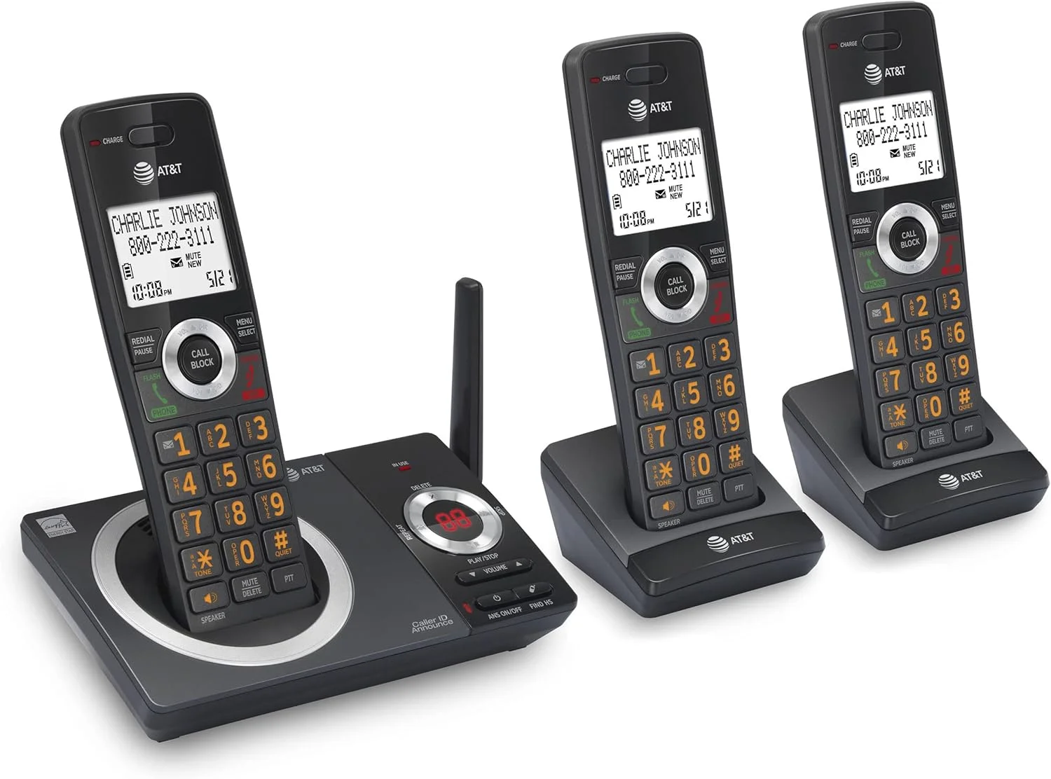 تلفن بی سیم 3 گوشی AT&T CL82319 DECT 6.0 برای منزل با منشی تلفنی، مسدود کردن تماس، اعلام شناسه تماس گیرنده، ارتباط داخلی و برد بلند، مشکی تلفن بی سیم 3 گوشی AT&T CL82319 DECT 6.0 برای منزل با منشی تلفنی، مسدود کردن تماس، اعلام شناسه تماس گیرنده، ارتباط داخلی و برد بلند، مشکی