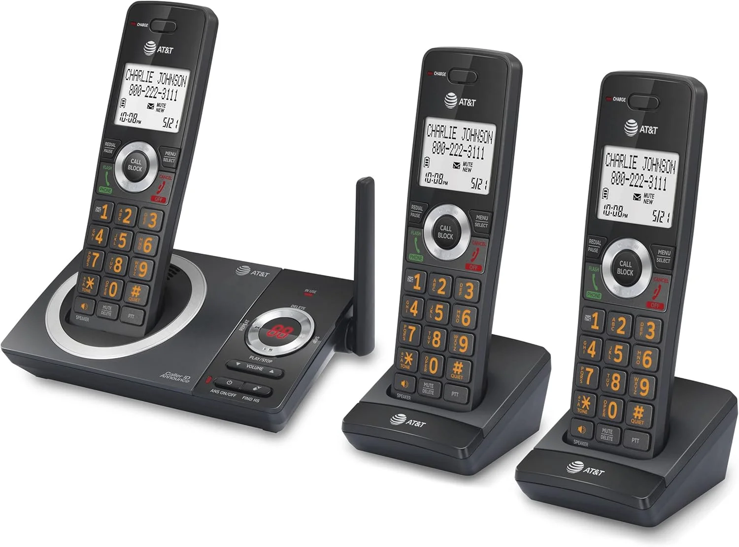 تلفن بی سیم 3 گوشی AT&T CL82319 DECT 6.0 برای منزل با منشی تلفنی، مسدود کردن تماس، اعلام شناسه تماس گیرنده، ارتباط داخلی و برد بلند، مشکی تلفن بی سیم 3 گوشی AT&T CL82319 DECT 6.0 برای منزل با منشی تلفنی، مسدود کردن تماس، اعلام شناسه تماس گیرنده، ارتباط داخلی و برد بلند، مشکی