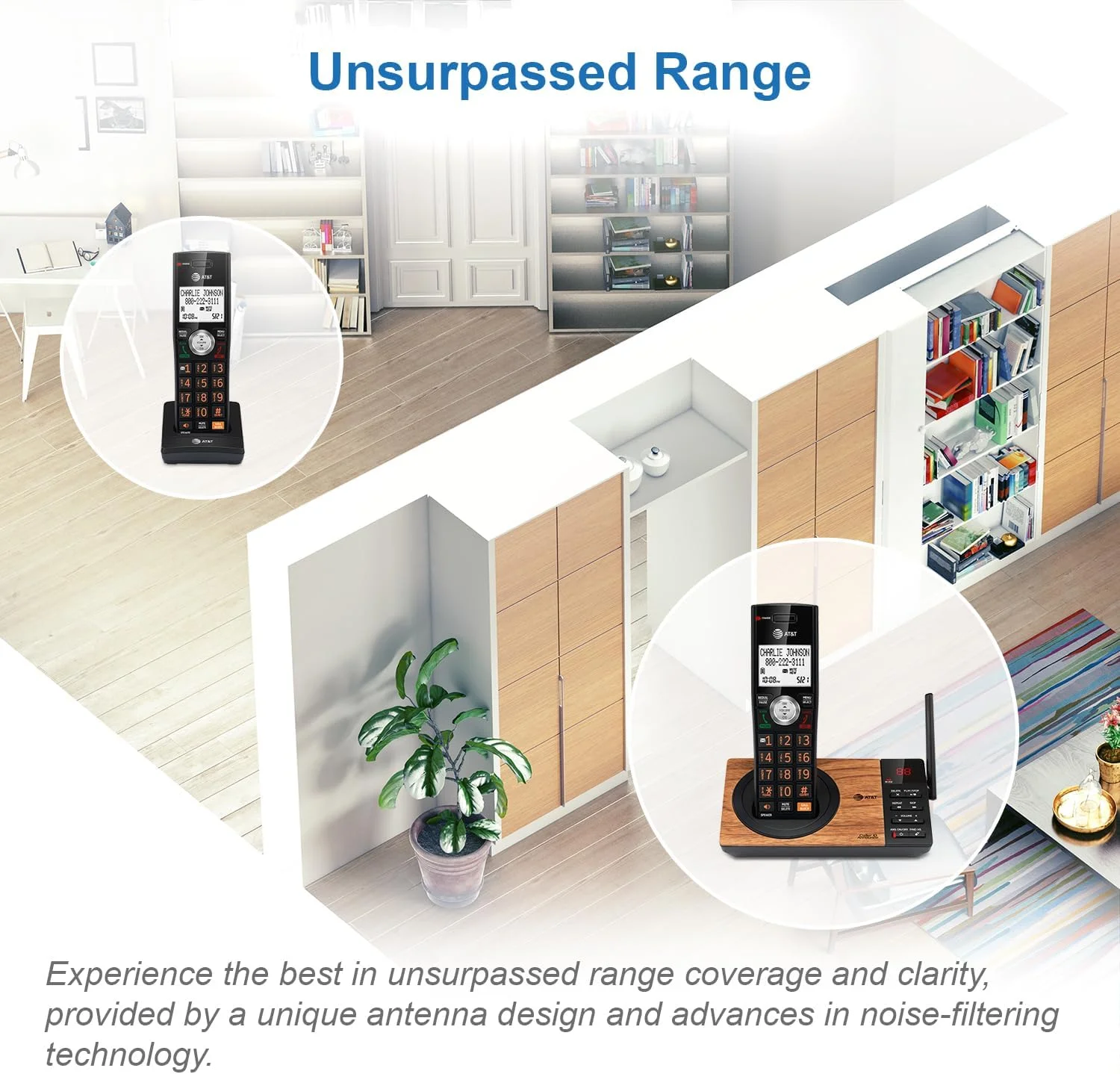 تلفن بی سیم AT&T CL82167 با منشی تلفنی، مسدود کردن تماس، اعلام شناسه تماس گیرنده، اینترکام و برد بلند، مشکی و طرح چوب تلفن بی سیم AT&T CL82167 با منشی تلفنی، مسدود کردن تماس، اعلام شناسه تماس گیرنده، اینترکام و برد بلند، مشکی و طرح چوب