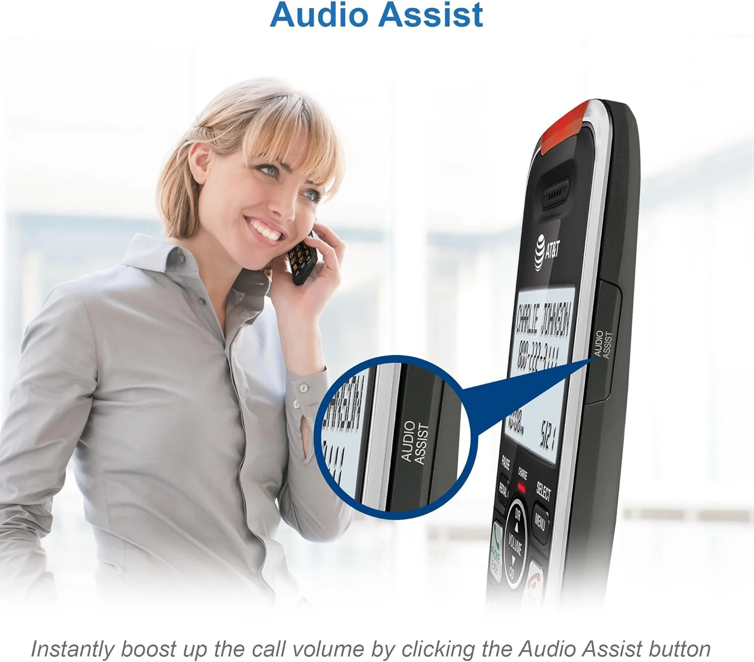 تلفن بی سیم خانگی AT&T BL102 DECT 6.0 با منشی تلفنی، مسدود کردن تماس، اعلام شناسه تماس گیرنده، کمک صوتی، ارتباط داخلی و برد بی نظیر، نقره ای/مشکی