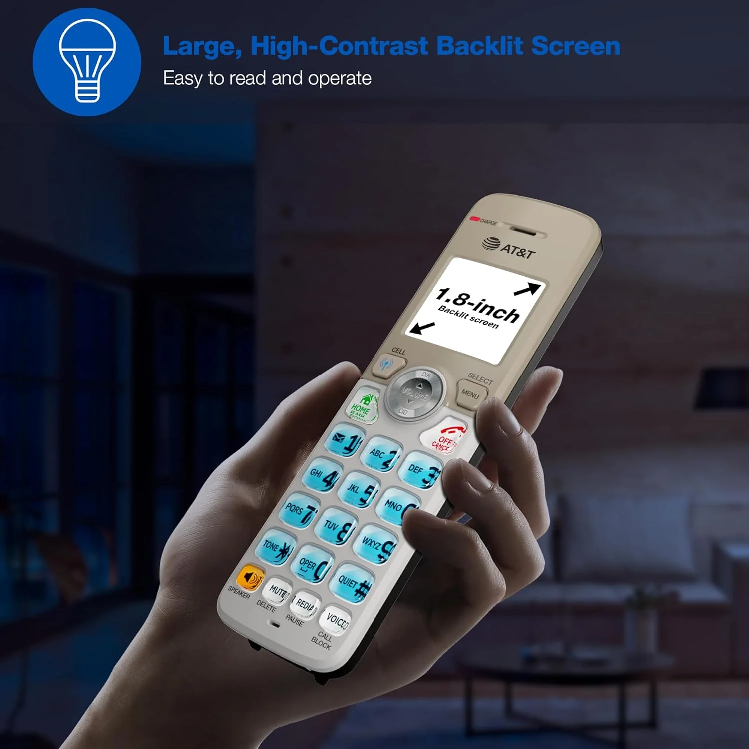 تلفن بی سیم خانگی قابل ارتقا AT&T مدل DL72419 با 4 گوشی، صفحه نمایش بزرگ، دکمه های بزرگ، منشی تلفنی، مسدود کننده تماس هوشمند، اتصال بلوتوث به تلفن همراه، برد بلند، نمایشگر شماره تماس گیرنده و بلندگو تلفن بی سیم خانگی قابل ارتقا AT&T مدل DL72419 با 4 گوشی، صفحه نمایش بزرگ، دکمه های بزرگ، منشی تلفنی، مسدود کننده تماس هوشمند، اتصال بلوتوث به تلفن همراه، برد بلند، نمایشگر شماره تماس گیرنده و بلندگو