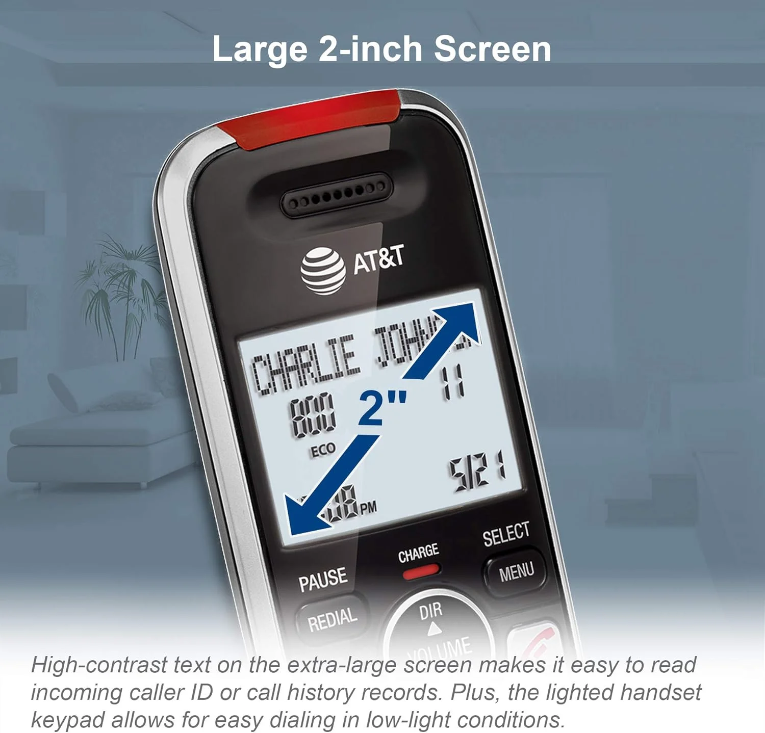 تلفن بی سیم خانگی AT&T BL102 DECT 6.0 با منشی تلفنی، مسدود کردن تماس، اعلام شناسه تماس گیرنده، کمک صوتی، ارتباط داخلی و برد بی نظیر، نقره ای/مشکی