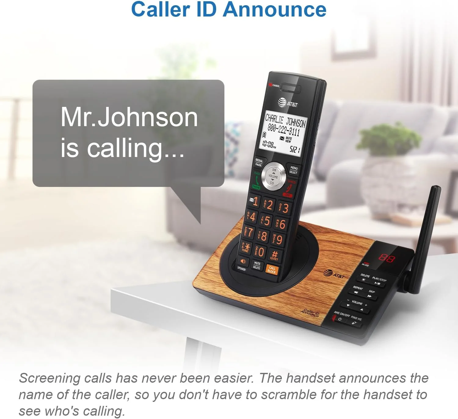 تلفن بی سیم AT&T CL82167 با منشی تلفنی، مسدود کردن تماس، اعلام شناسه تماس گیرنده، اینترکام و برد بلند، مشکی و طرح چوب تلفن بی سیم AT&T CL82167 با منشی تلفنی، مسدود کردن تماس، اعلام شناسه تماس گیرنده، اینترکام و برد بلند، مشکی و طرح چوب