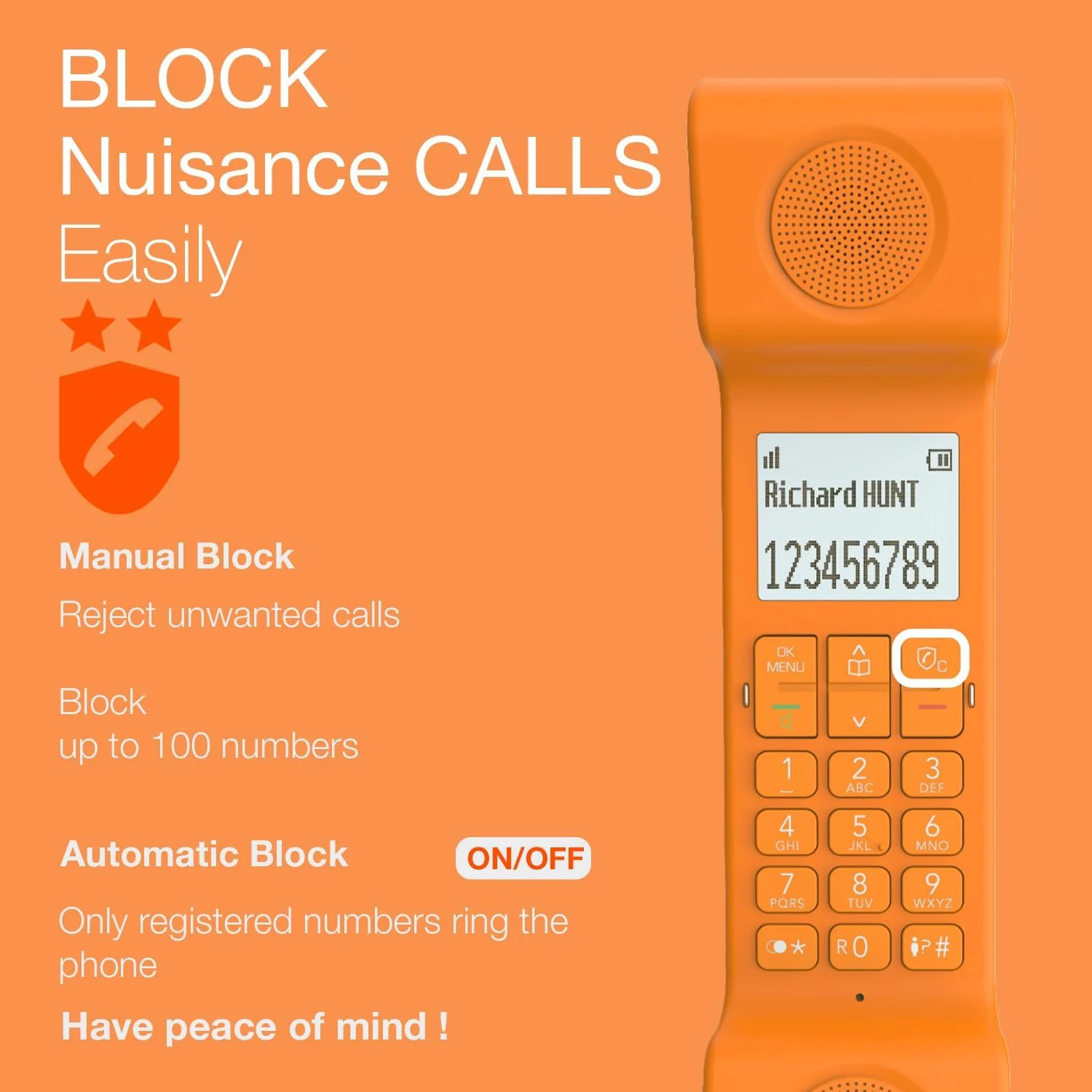 تلفن بی سیم آلکاتل ePure Iconic - تلفن DECT - طراحی کلاسیک - صفحه نمایش گرافیکی بزرگ و خوانا - هندزفری - مسدود کردن تماس - نارنجی