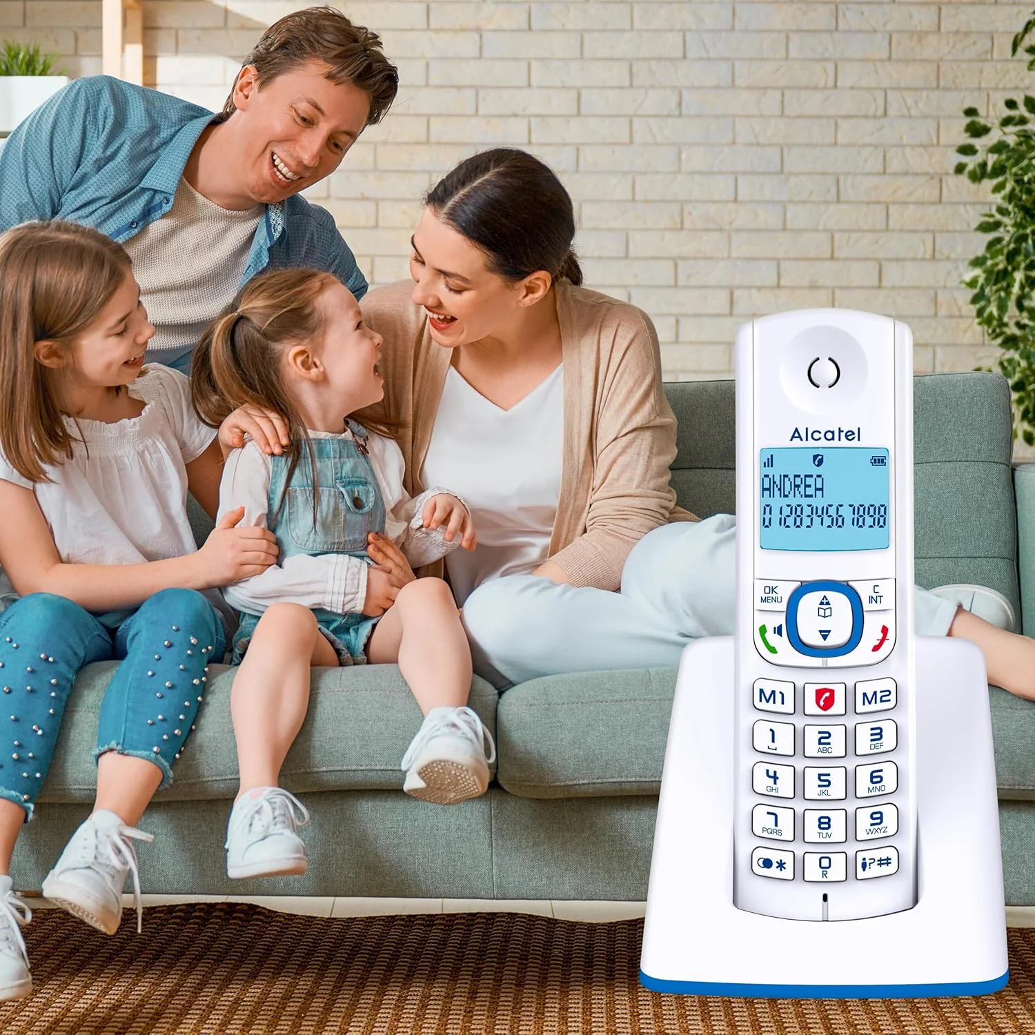 تلفن بی سیم DECT آلکاتل F530 Duo - صفحه نمایش بزرگ و روشن - عملکرد تماس هندزفری - عملکرد قفل تماس - 2 دکمه شماره گیری مستقیم - 2 گوشی - سفید/آبی