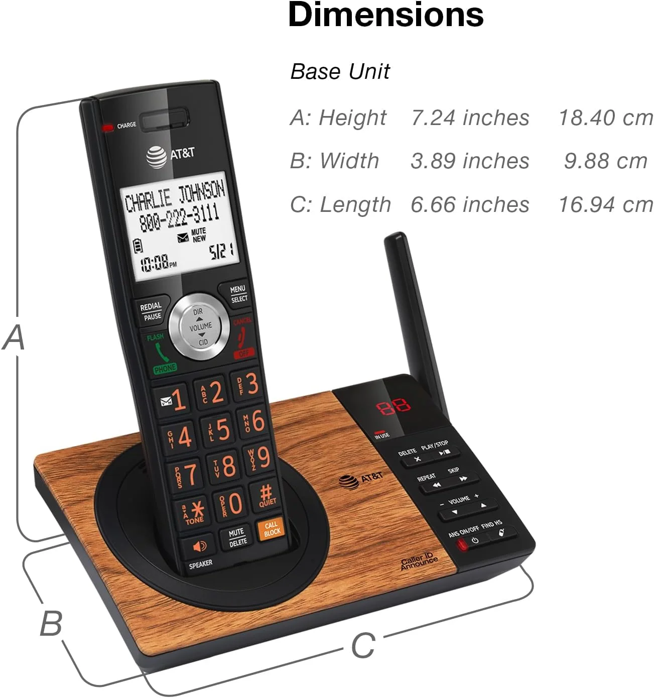 تلفن بی سیم AT&T CL82167 با منشی تلفنی، مسدود کردن تماس، اعلام شناسه تماس گیرنده، اینترکام و برد بلند، مشکی و طرح چوب تلفن بی سیم AT&T CL82167 با منشی تلفنی، مسدود کردن تماس، اعلام شناسه تماس گیرنده، اینترکام و برد بلند، مشکی و طرح چوب